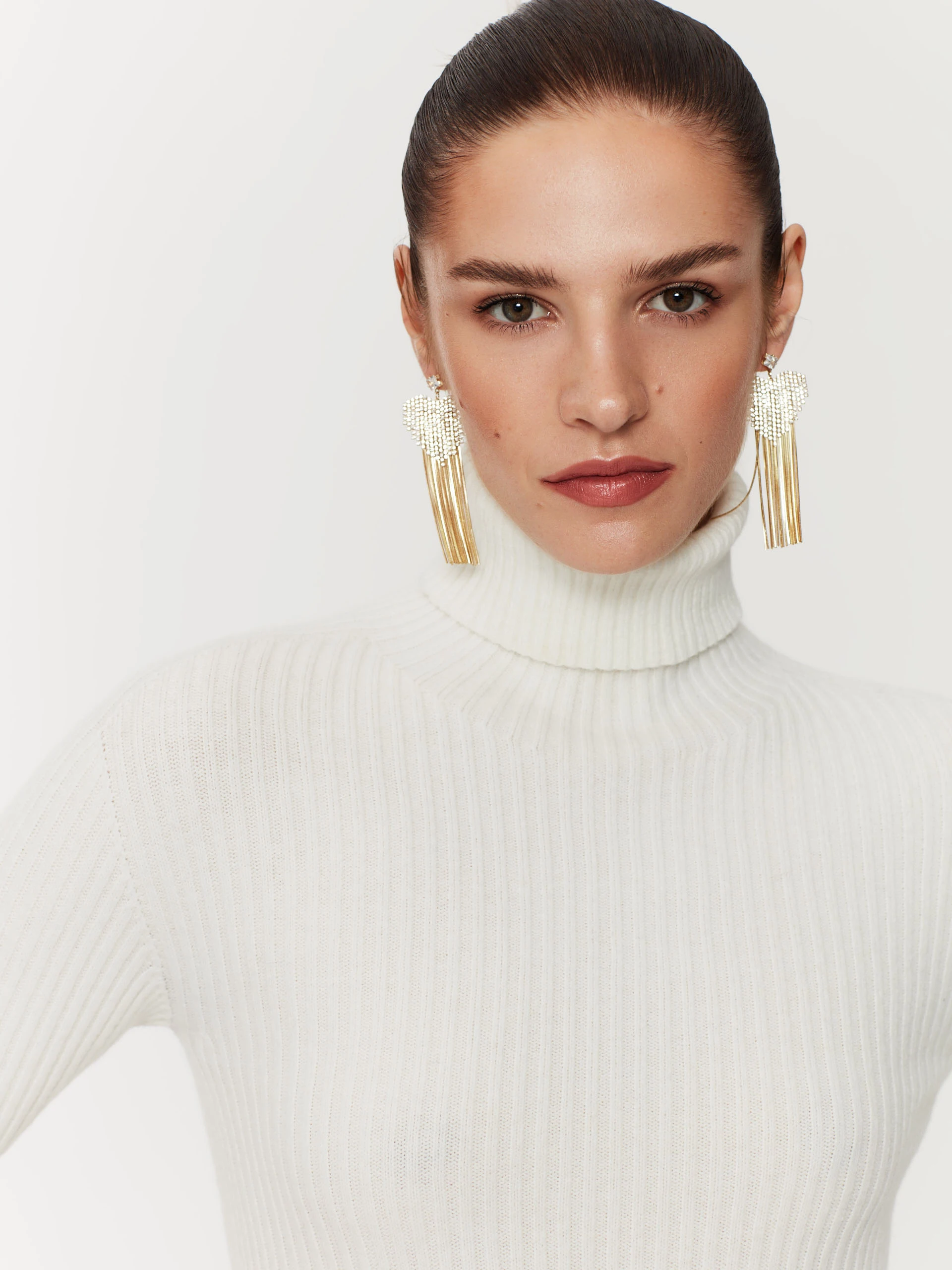 Cream ribbed knit sweater