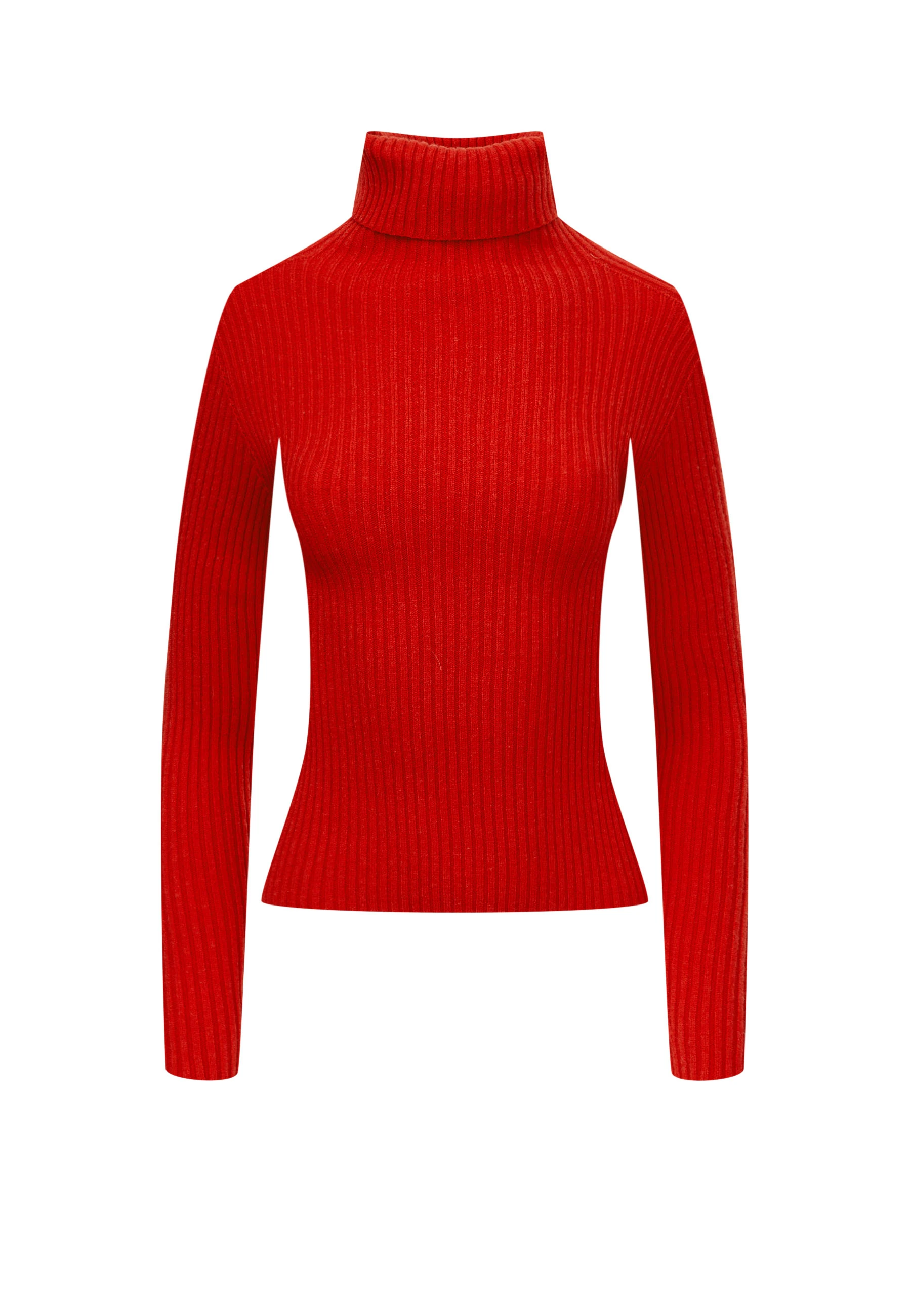 Czerwony sweter z prążkowanej dzianiny
