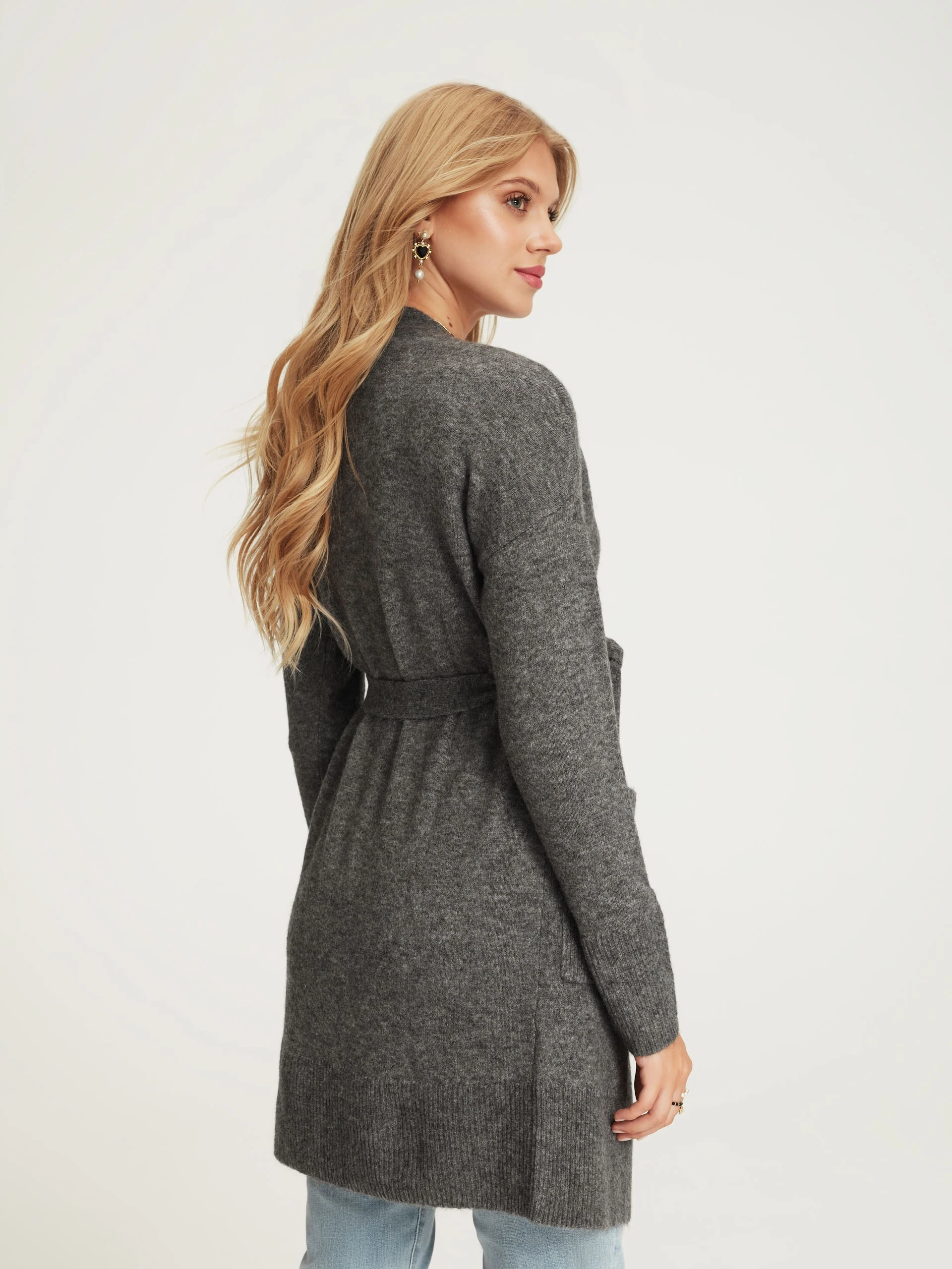 Grey cardigan with belt