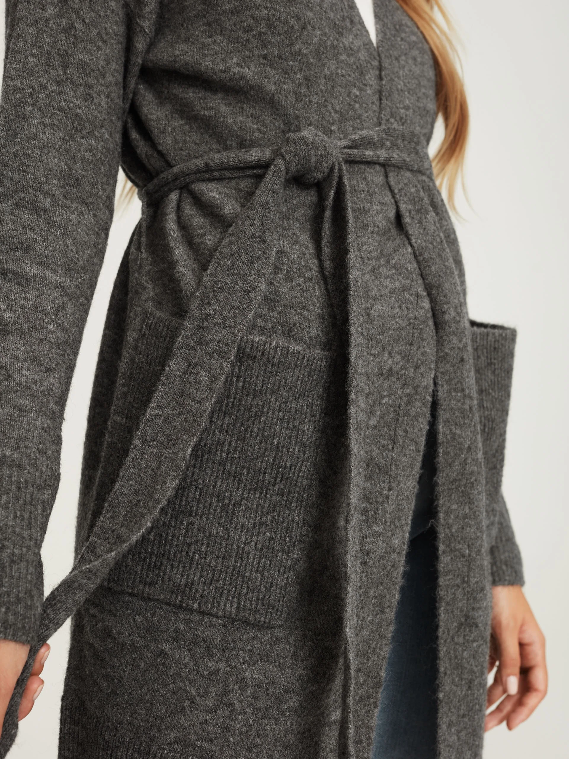 Grey cardigan with belt