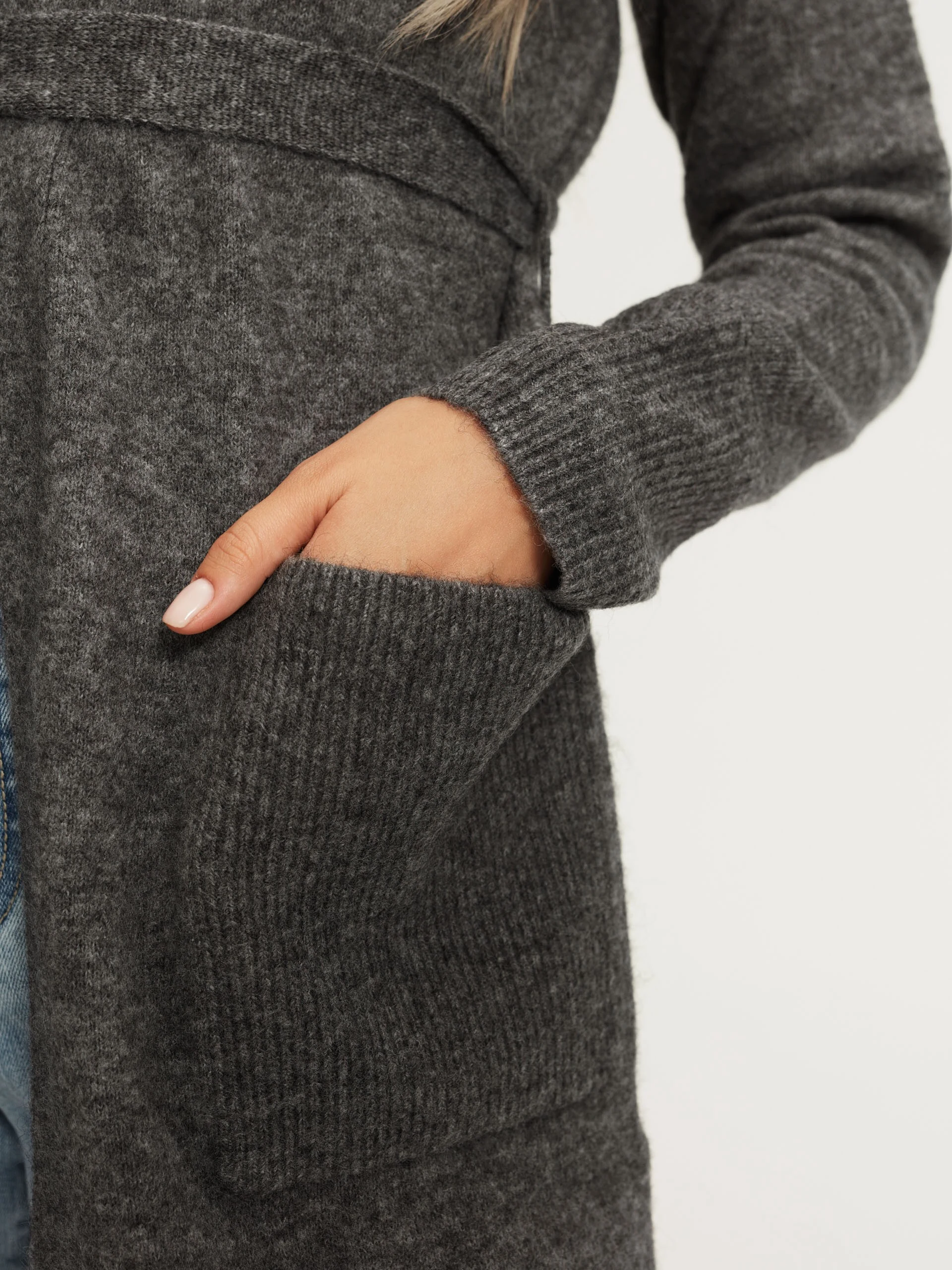 Grey cardigan with belt