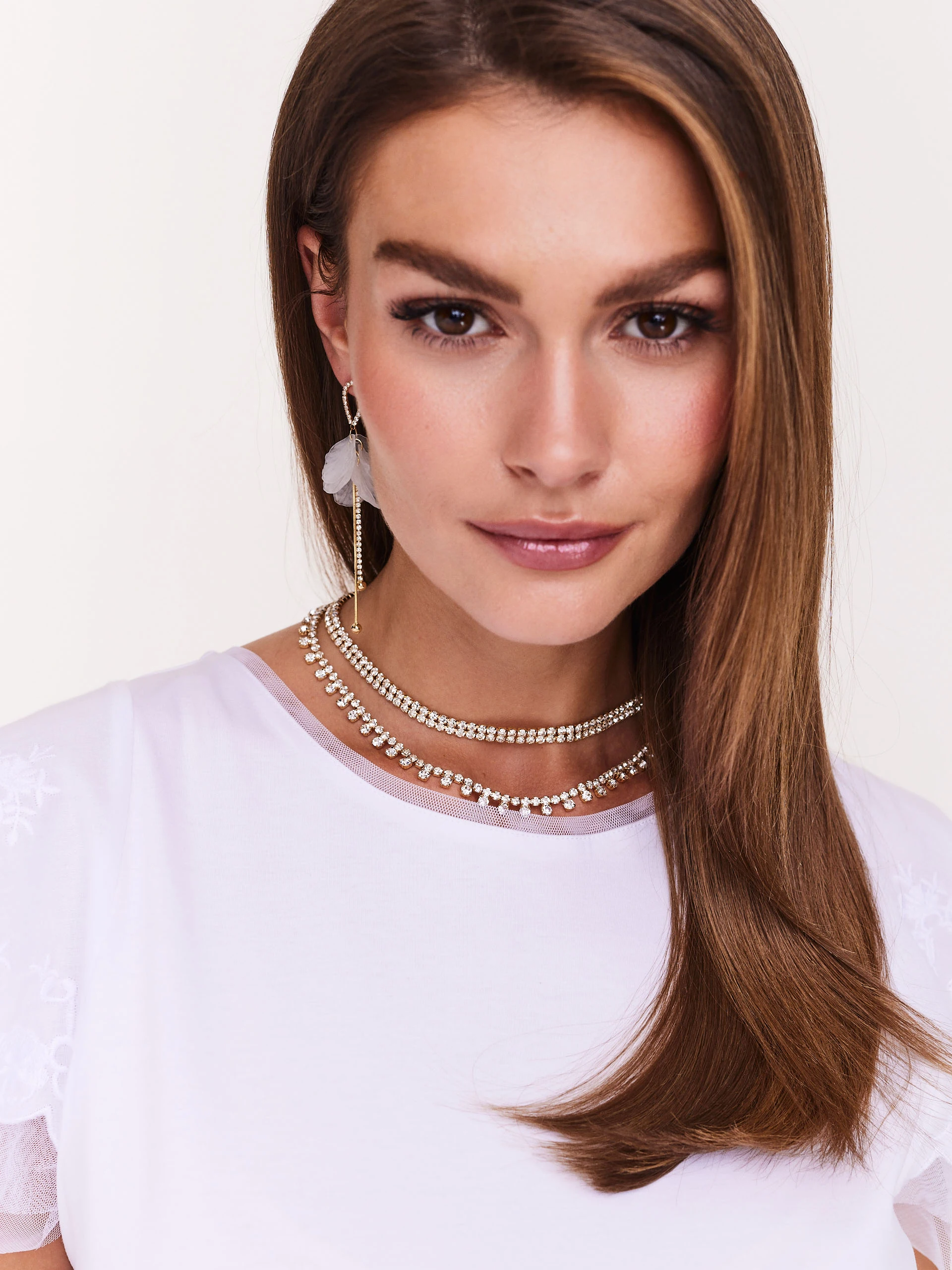 White blouse with lace sleeves