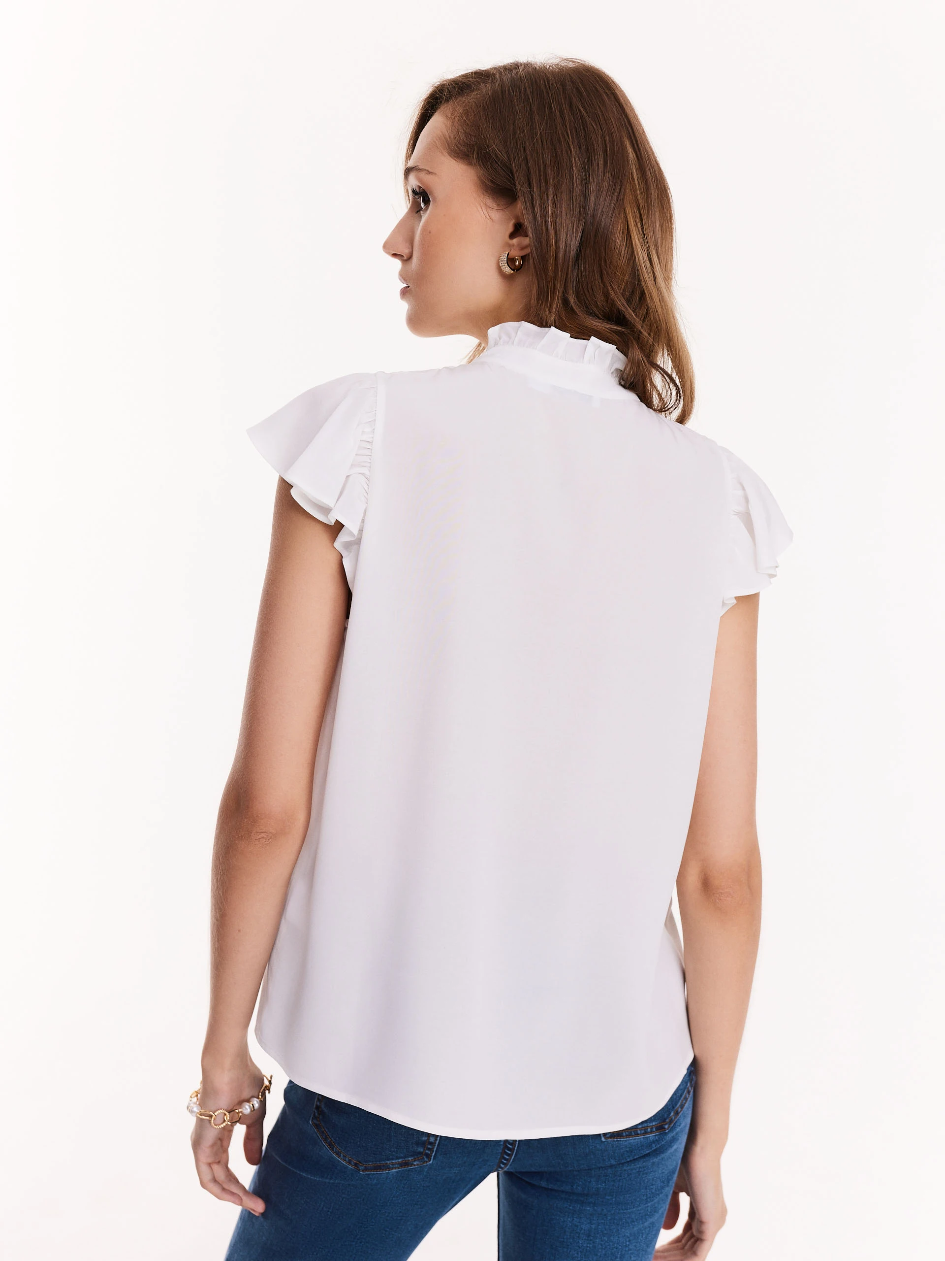 Romantic white viscose blouse