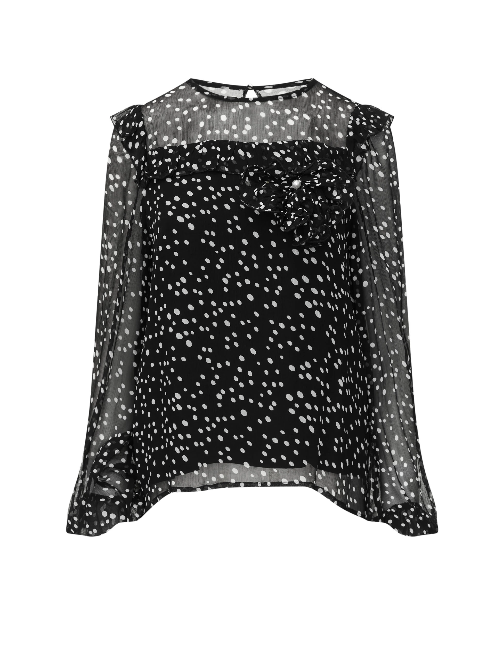 Black airy blouse with white peas