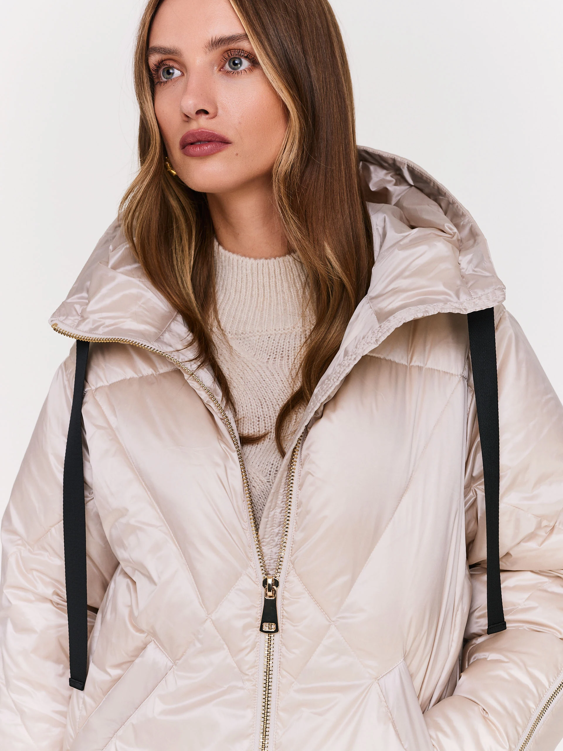 Beige oversize down jacket