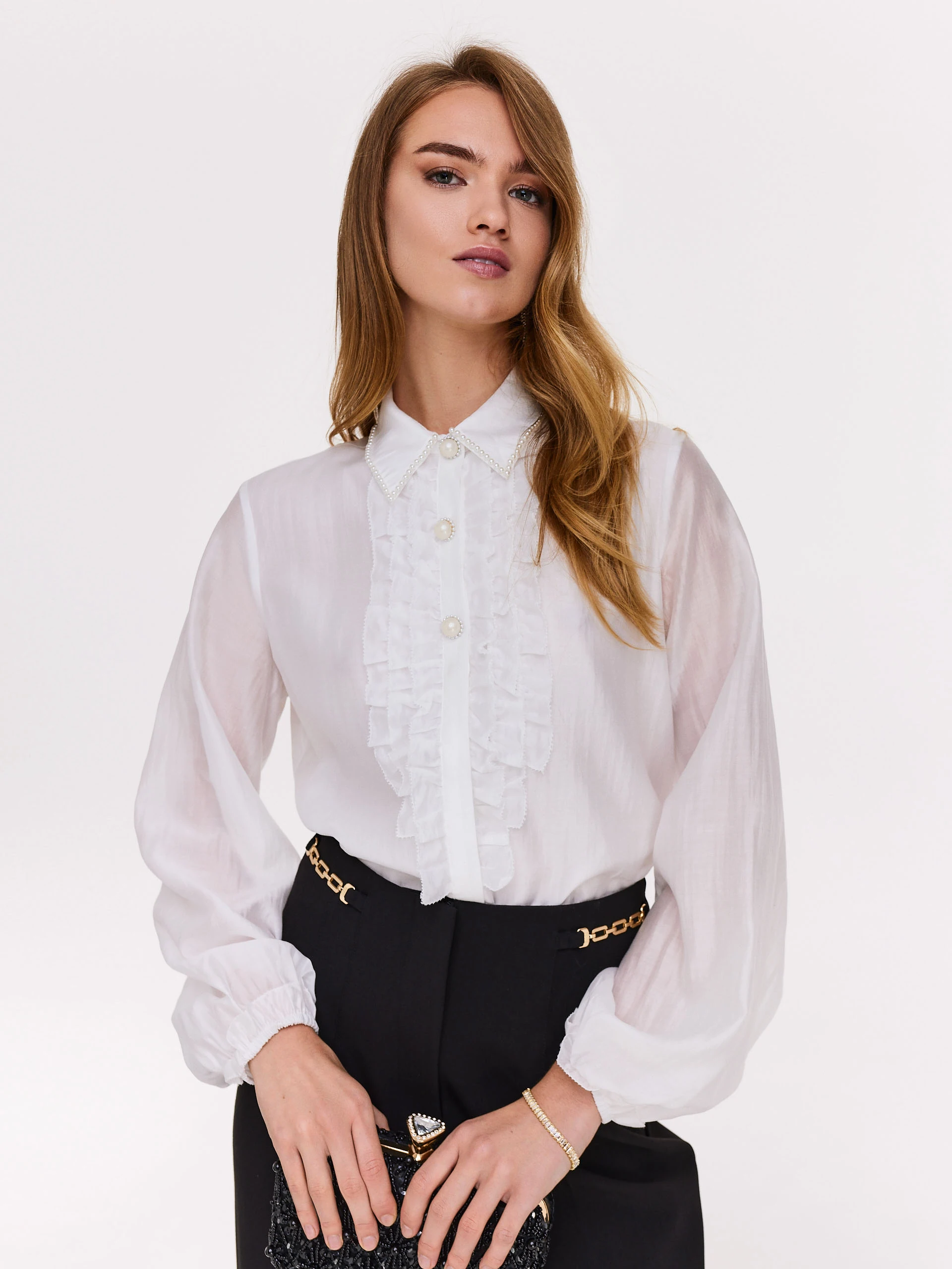 White shirt with jabot