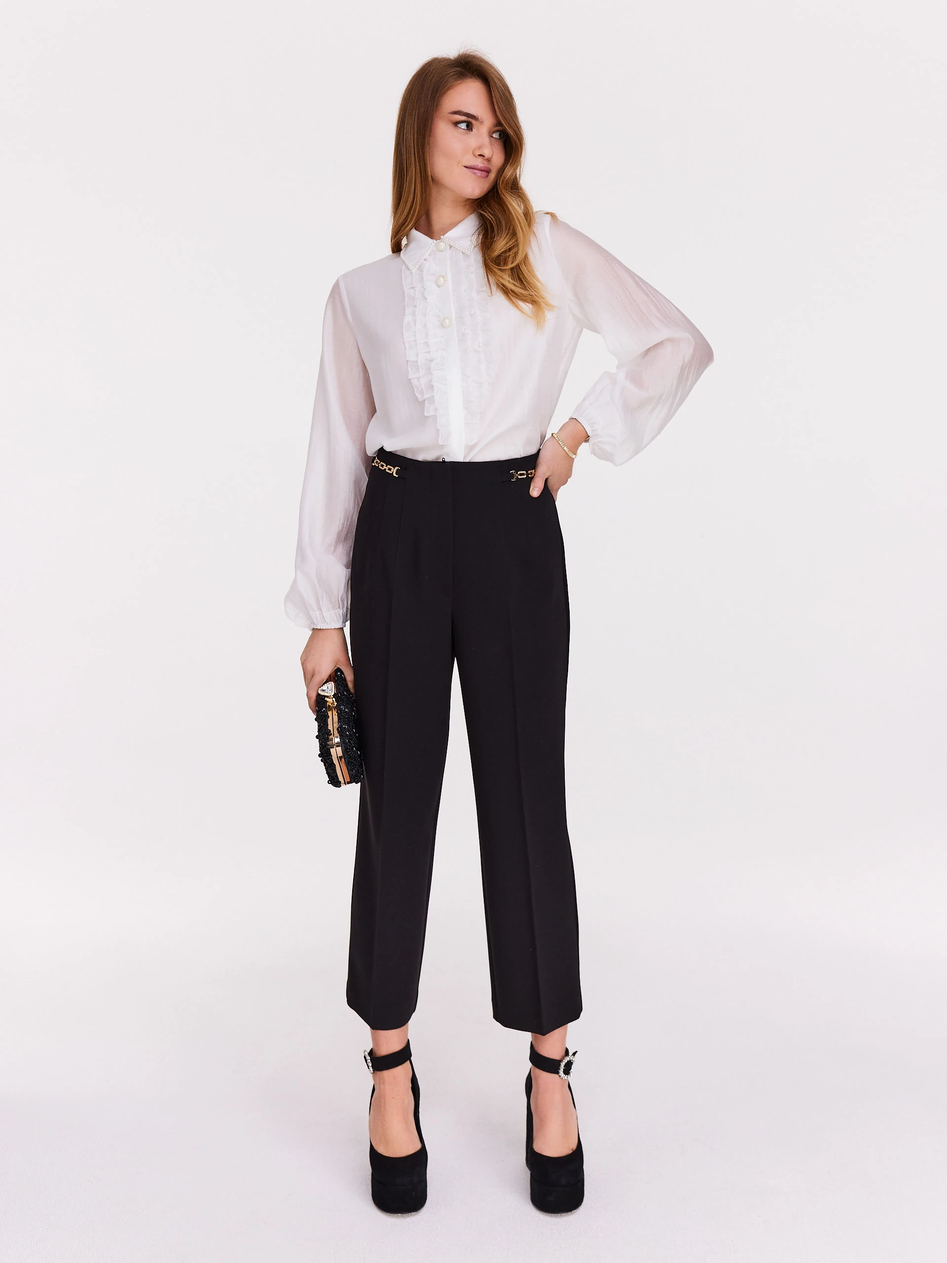 White shirt with jabot