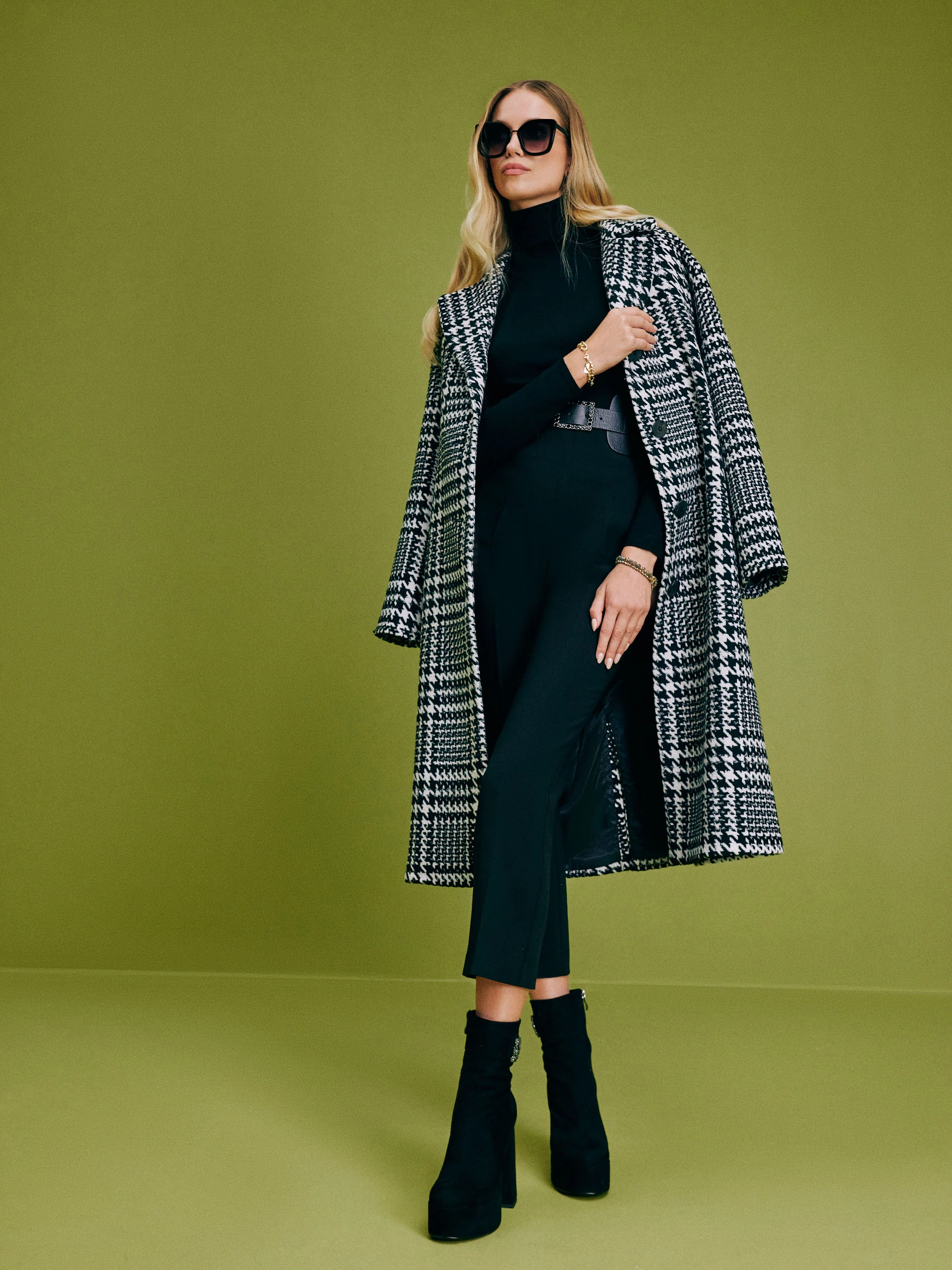 Wool coat in pepit