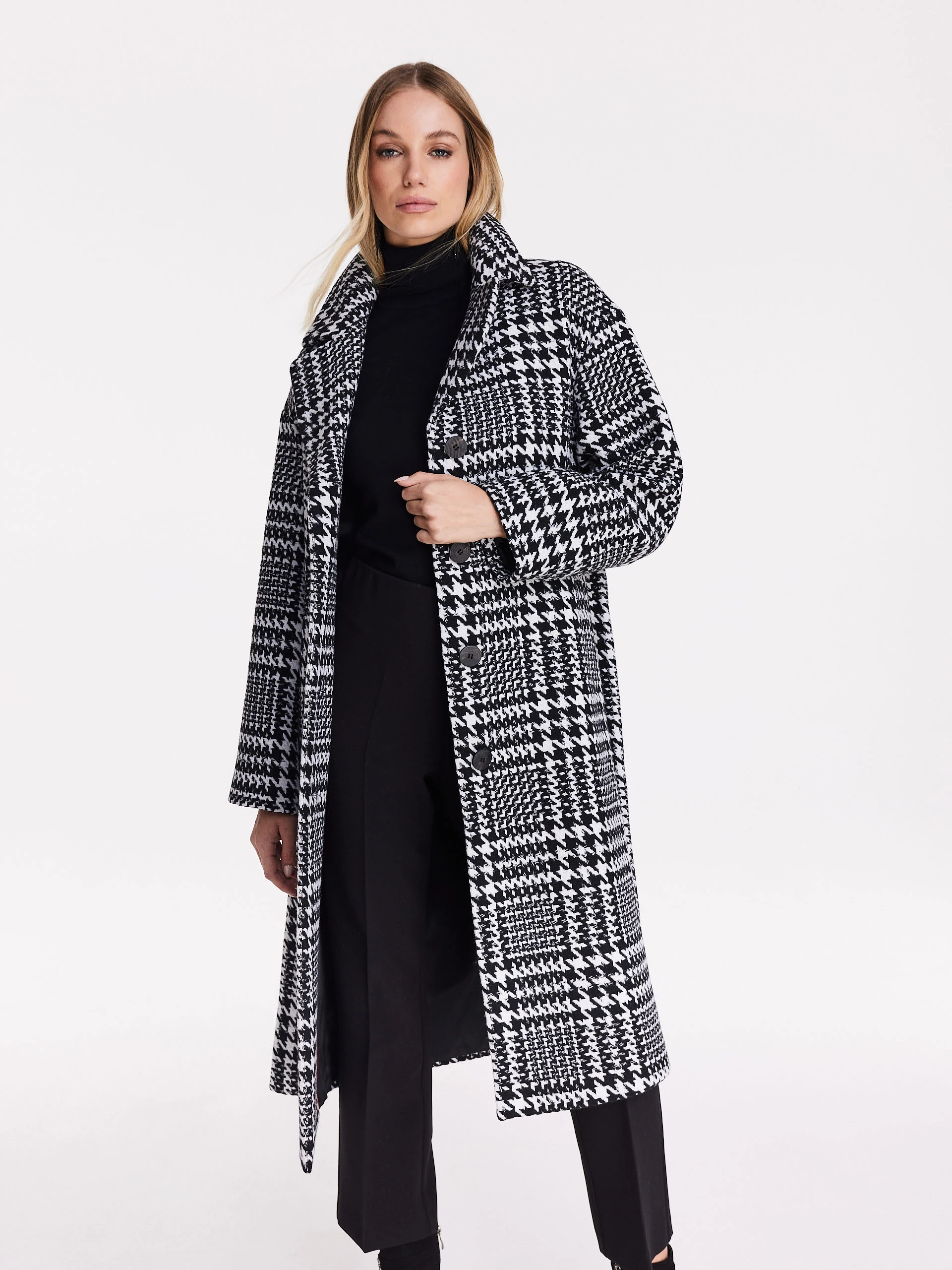 Wool coat in pepit
