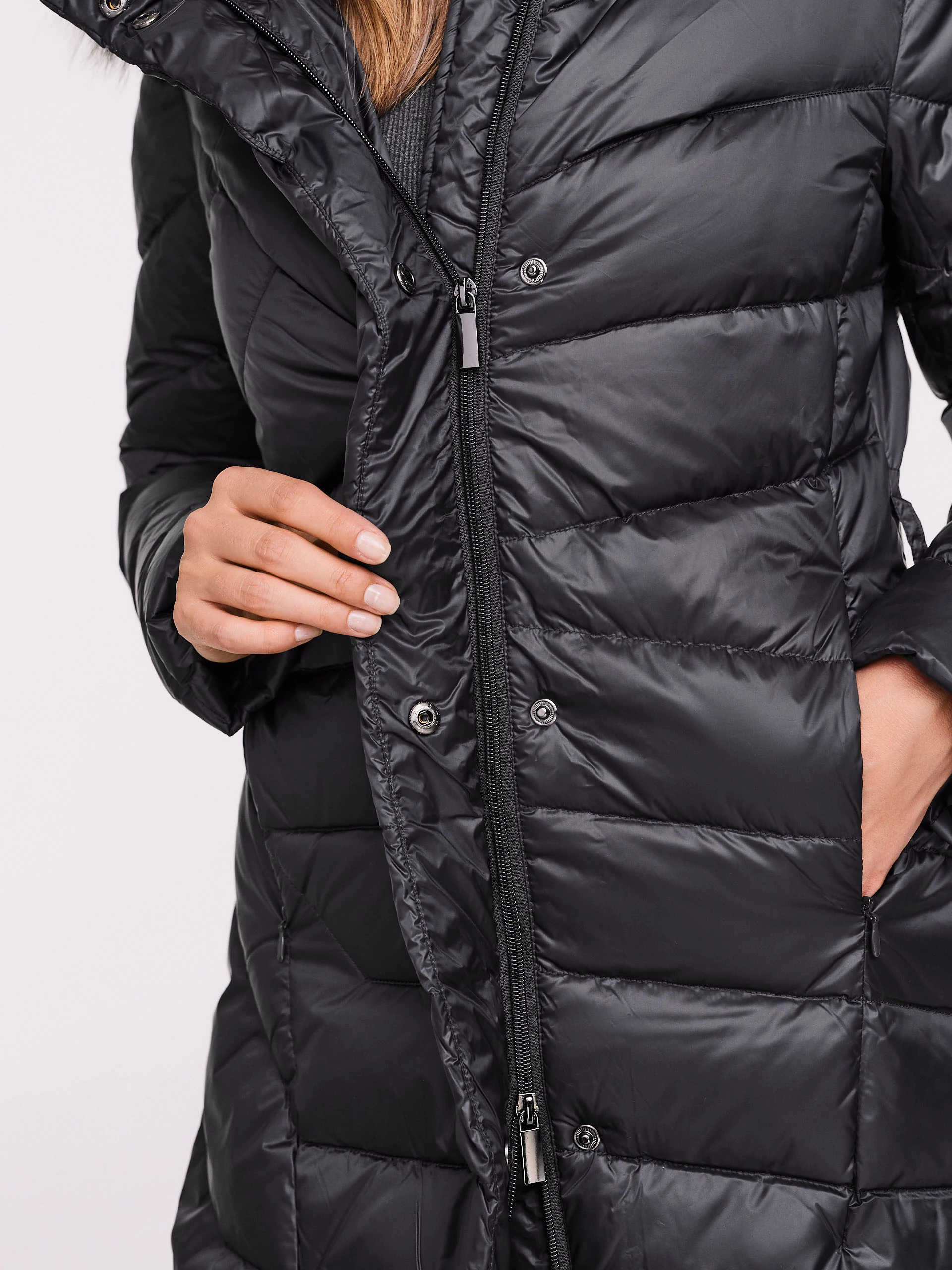 Graphite hooded coat