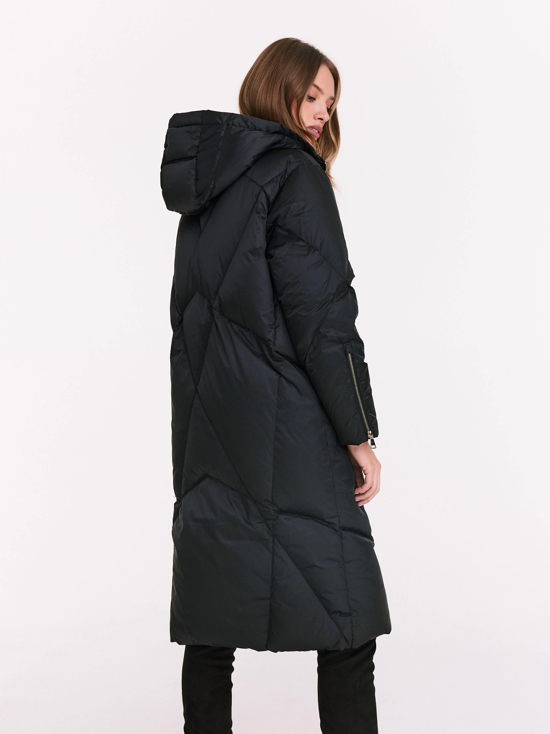 Black down coat with hood