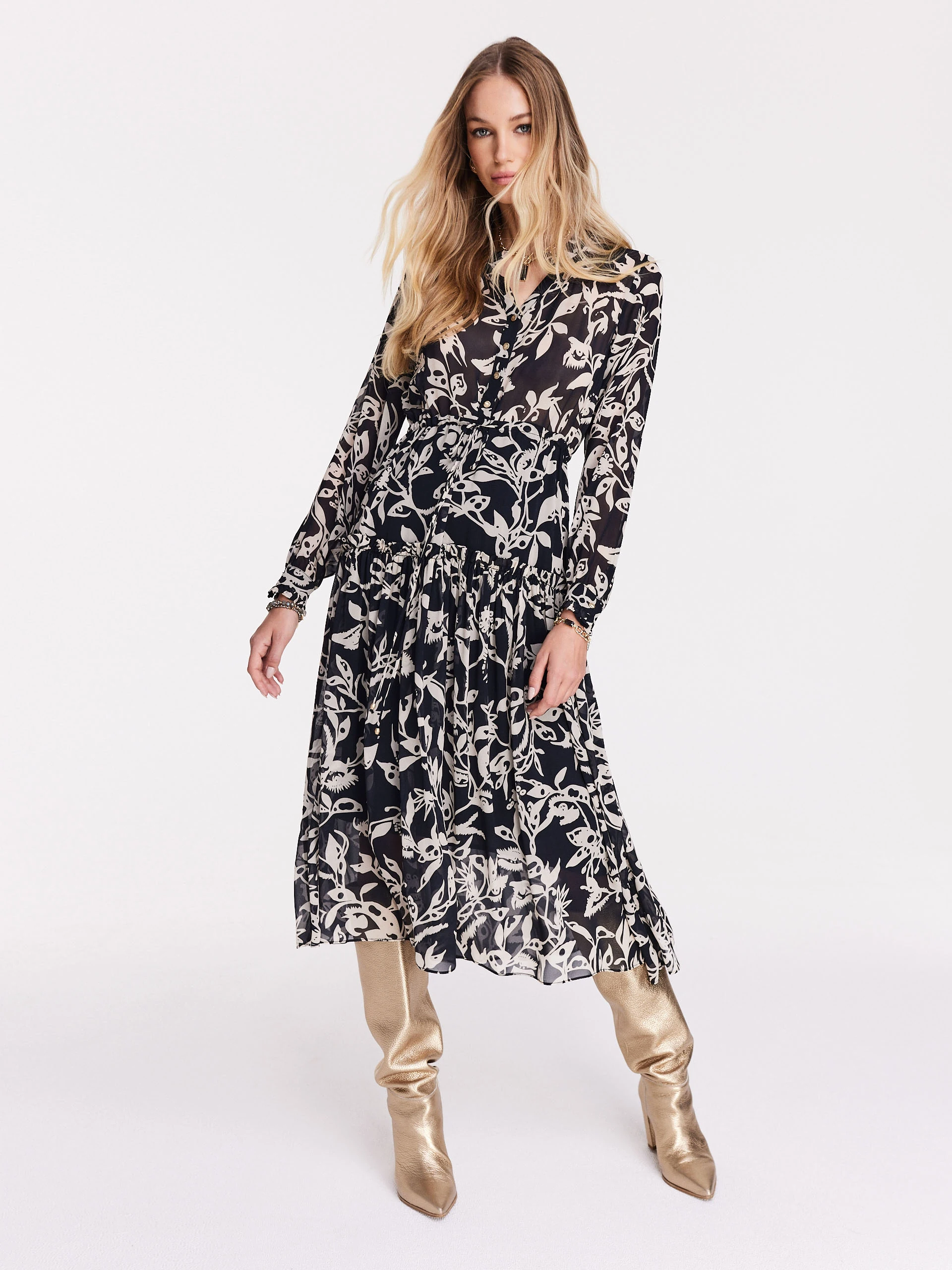 Midi length viscose shimmer dress