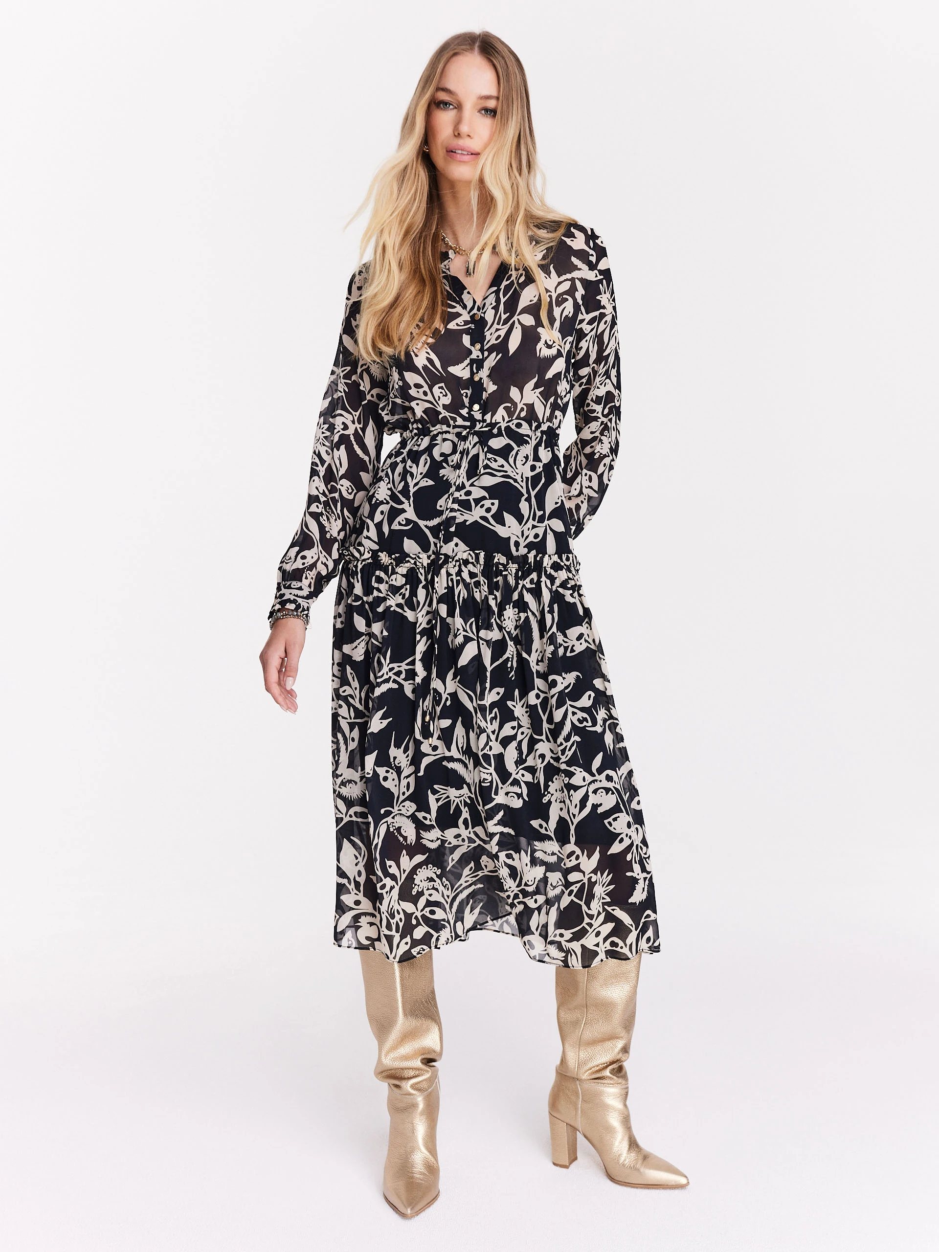 Midi length viscose shimmer dress