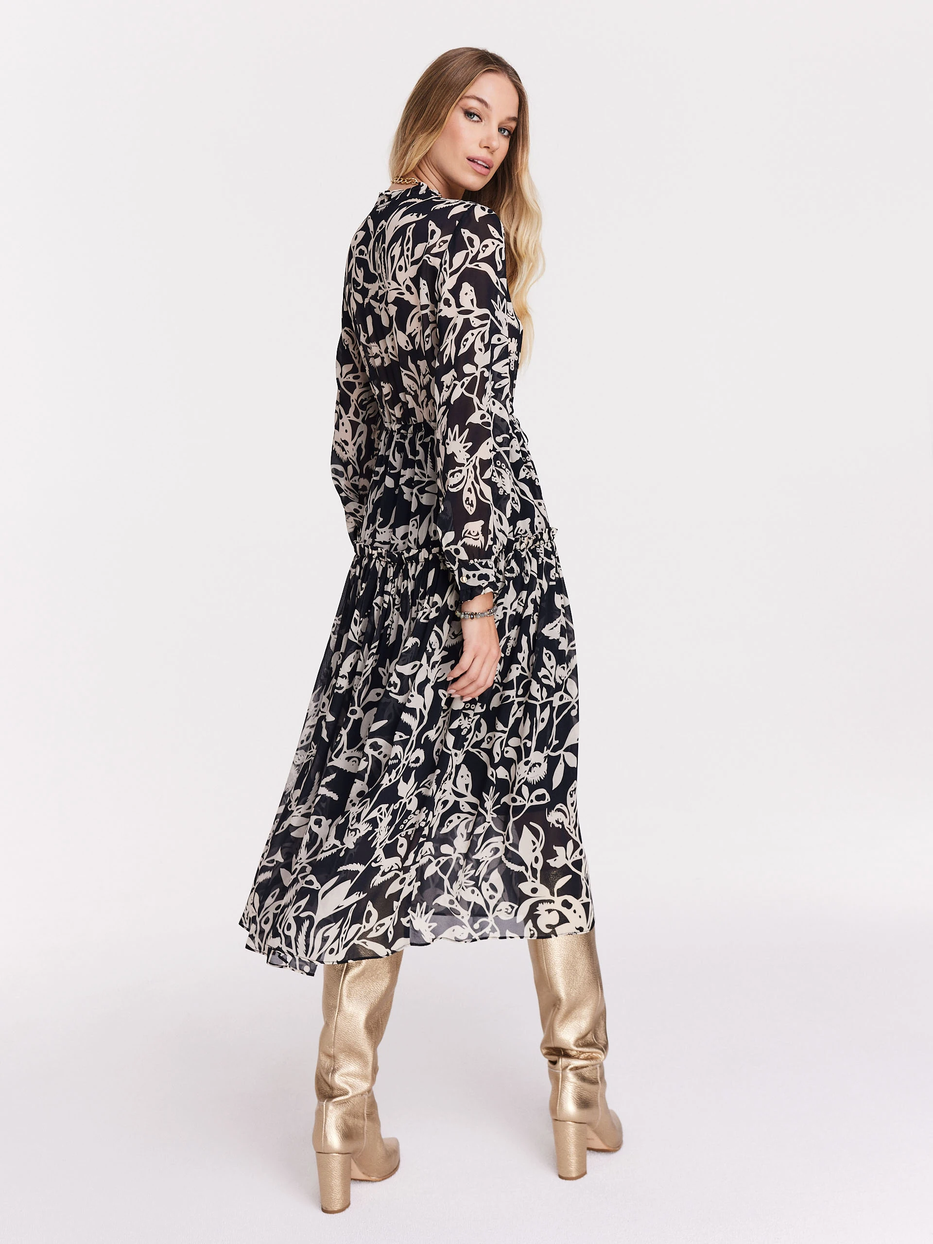 Midi length viscose shimmer dress