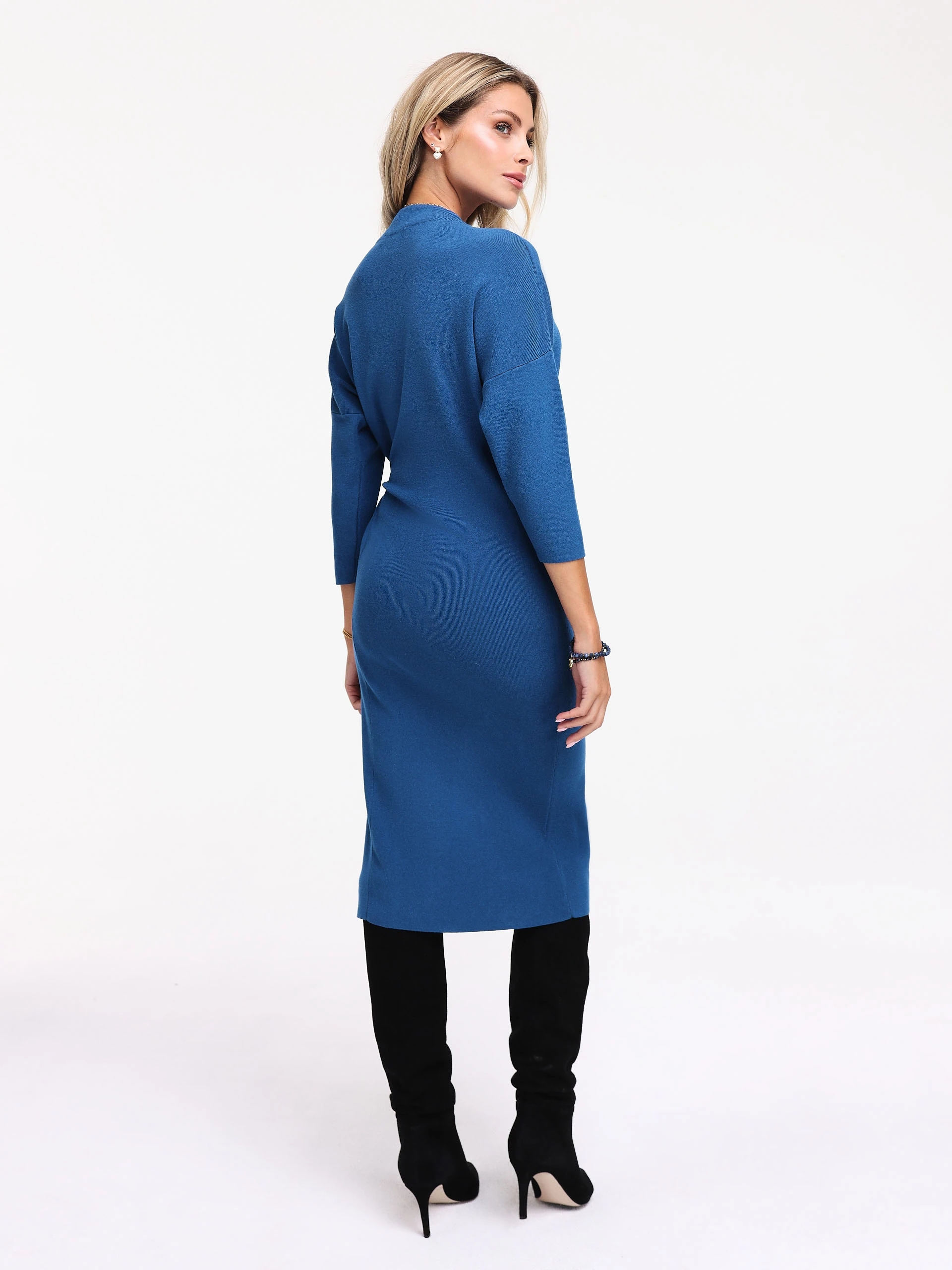 Blue fitted viscose dress