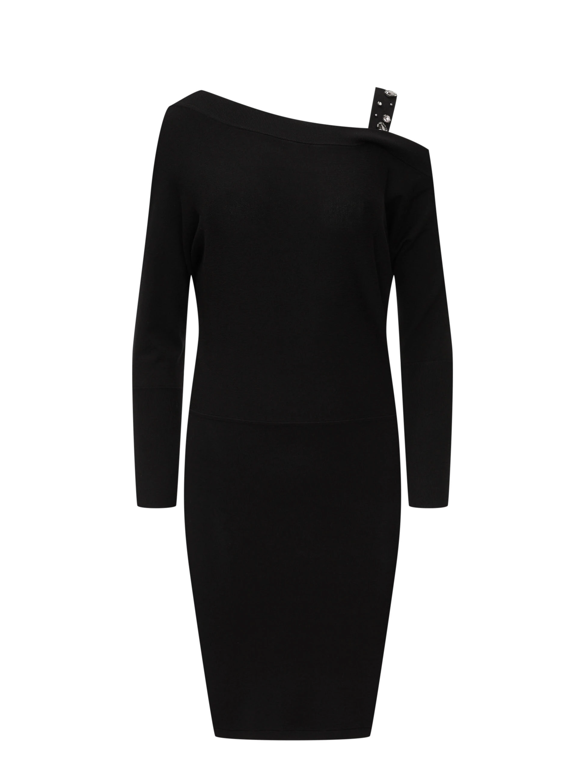 Fitted asymmetrical dress in black color
