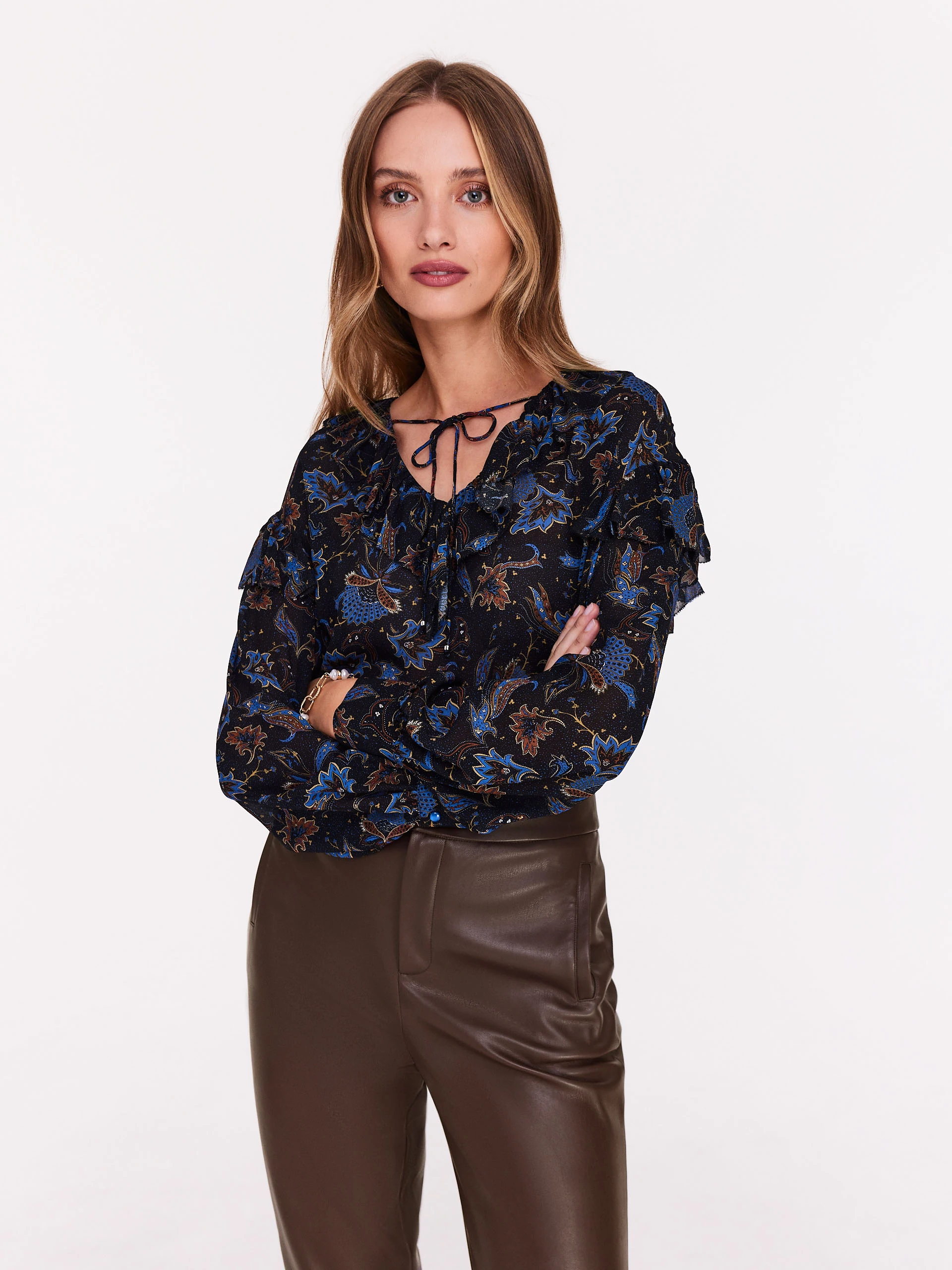 Brown imitation leather pants