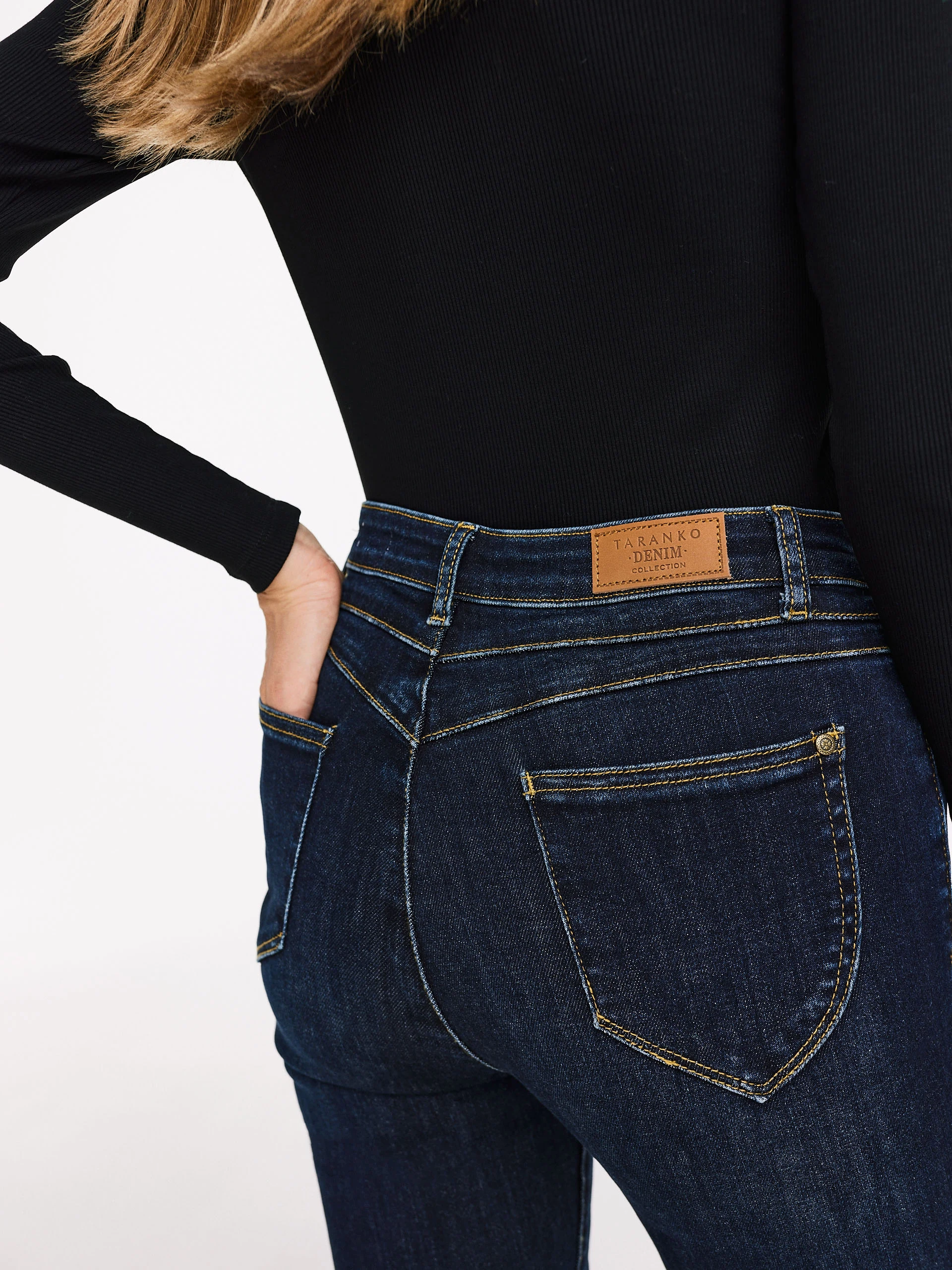 Navy blue fitted denim pants