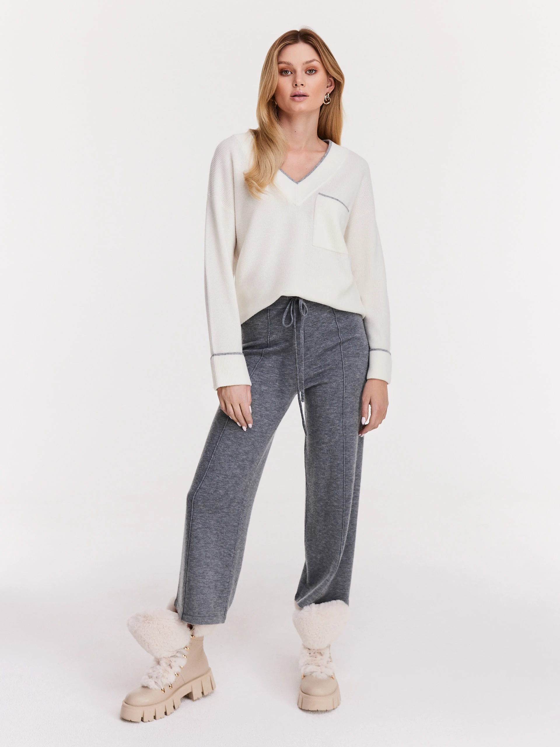 Merino wool blend culotte pants
