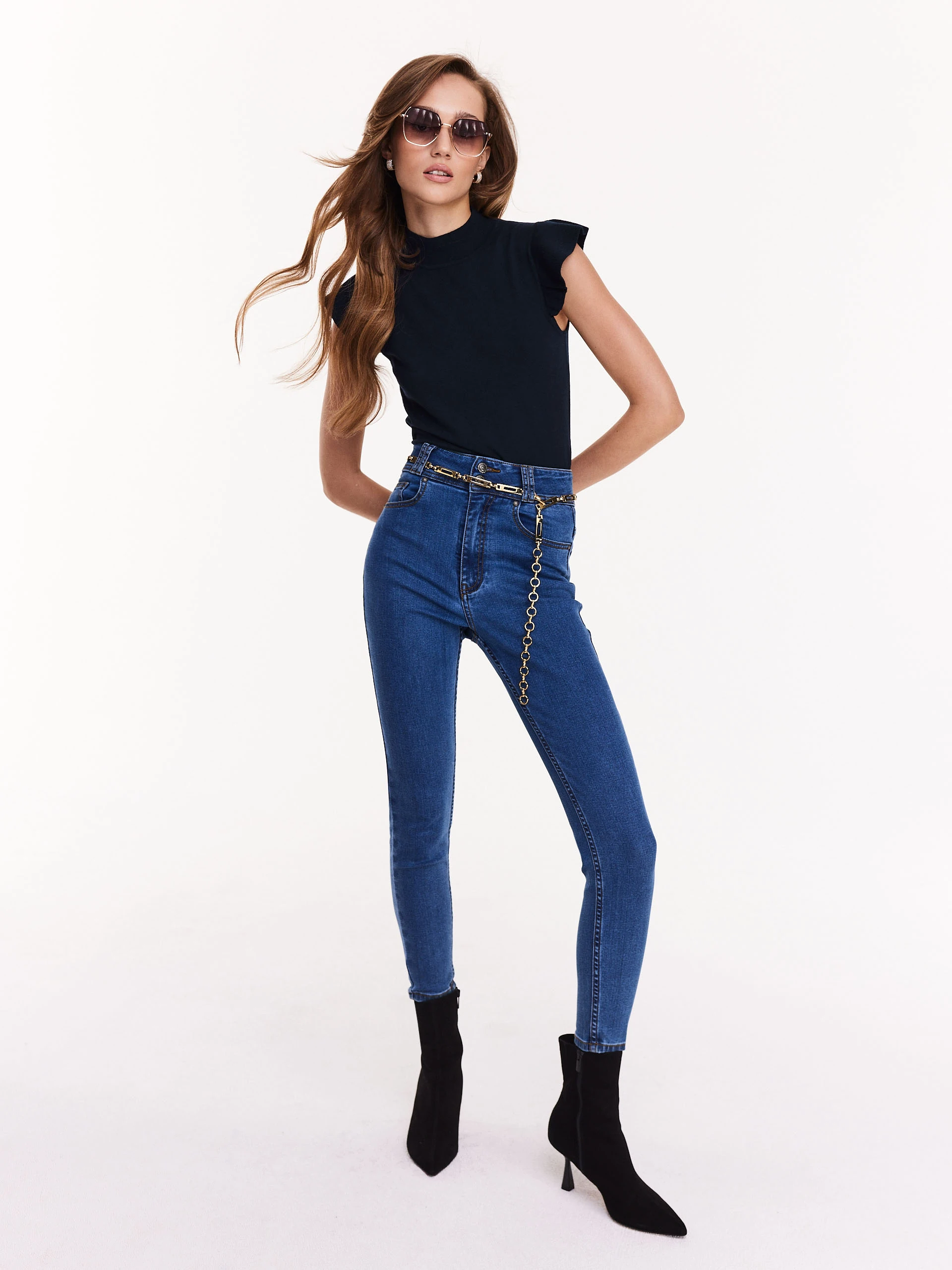 Navy viscose knit sweater
