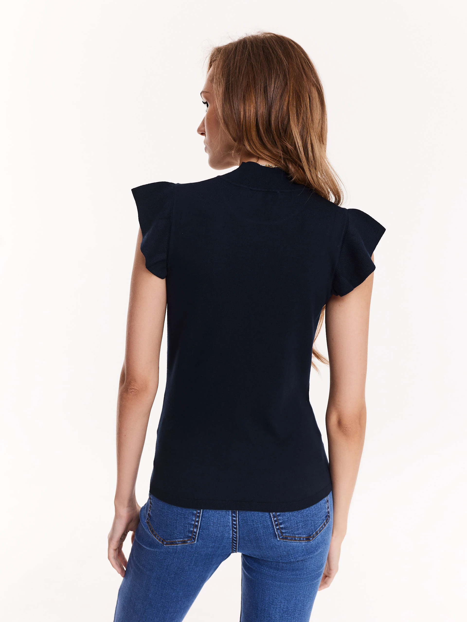 Navy viscose knit sweater