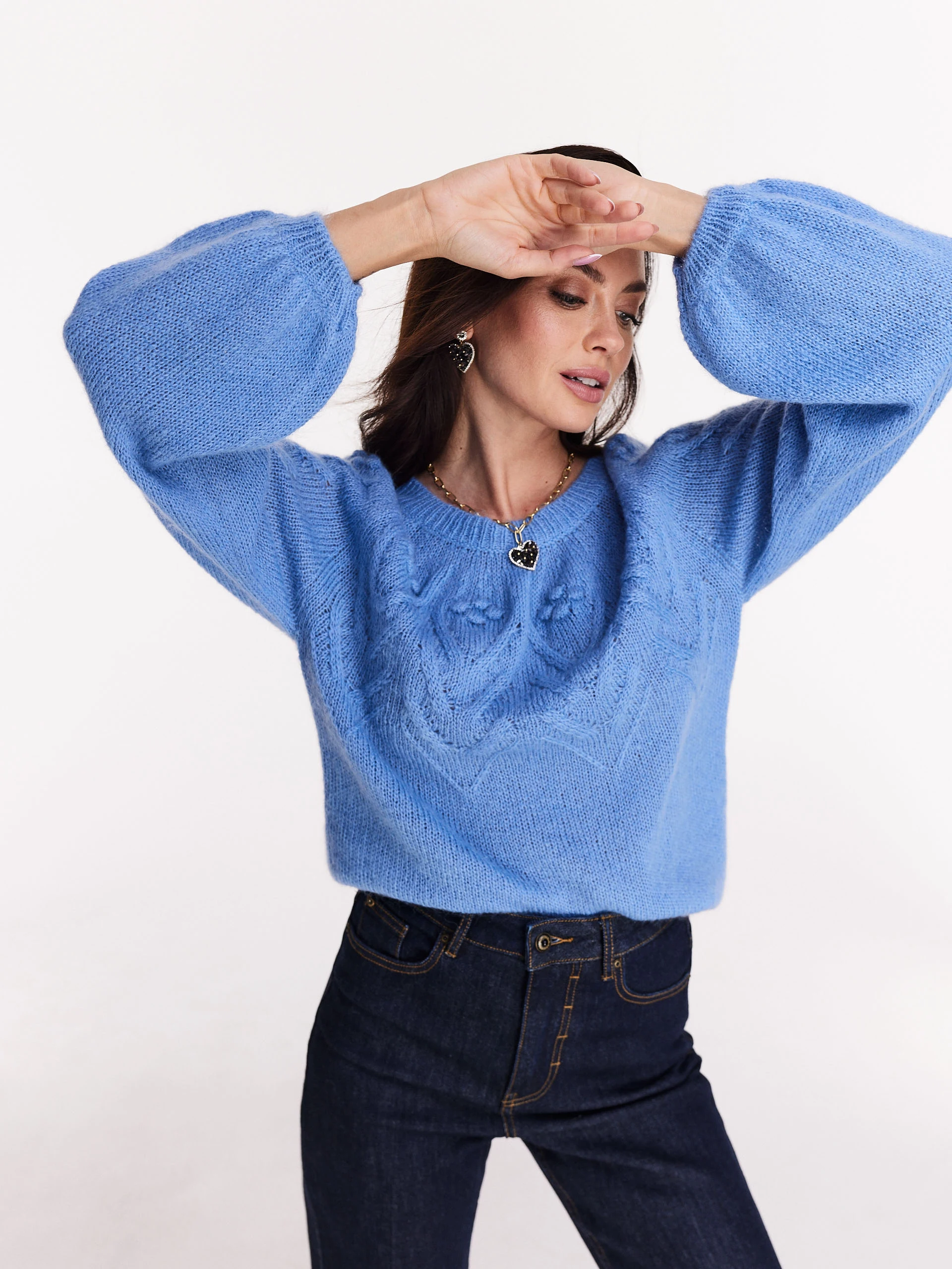 Cornflower oversize sweater with wool blend