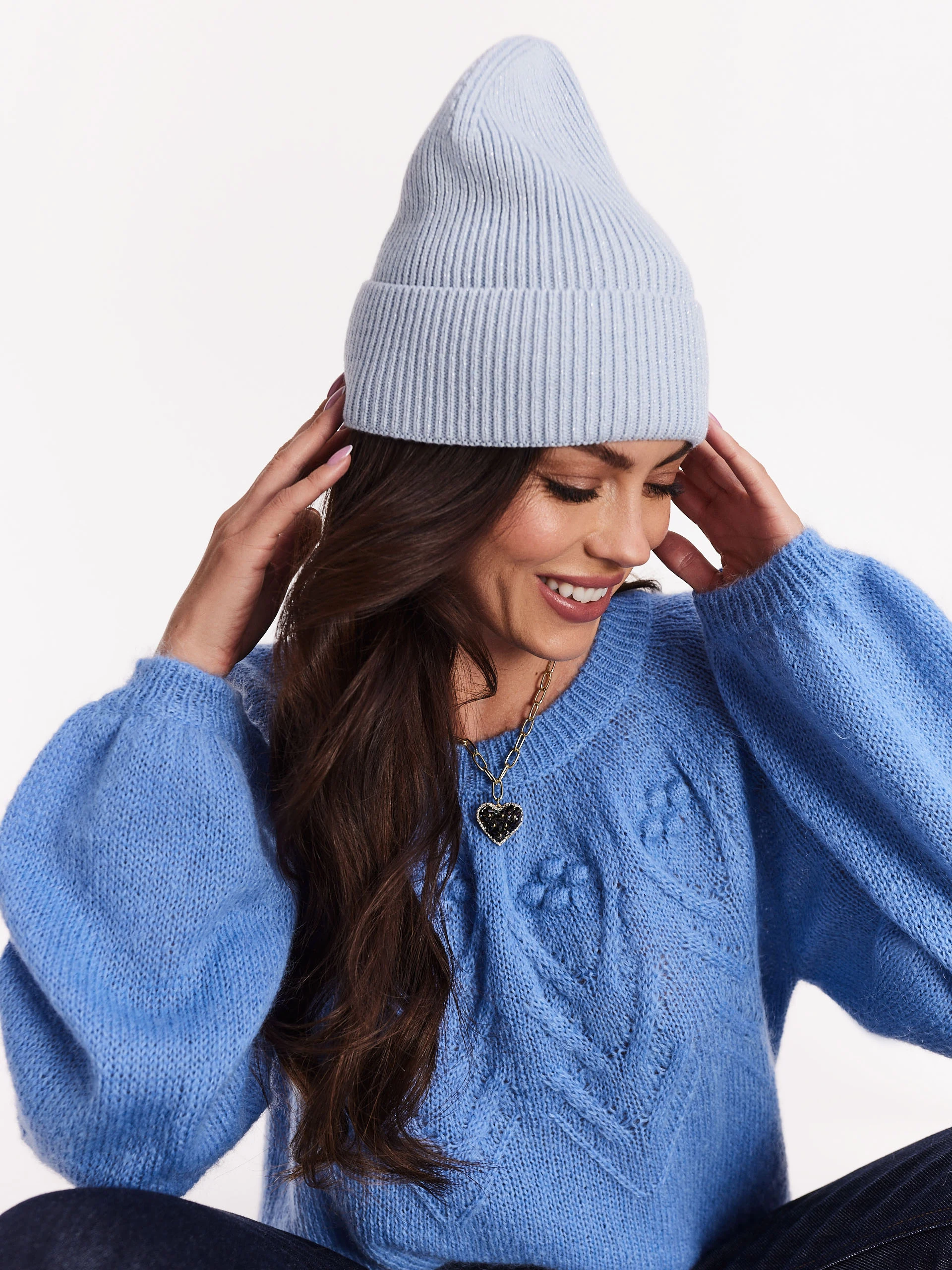 Cornflower oversize sweater with wool blend