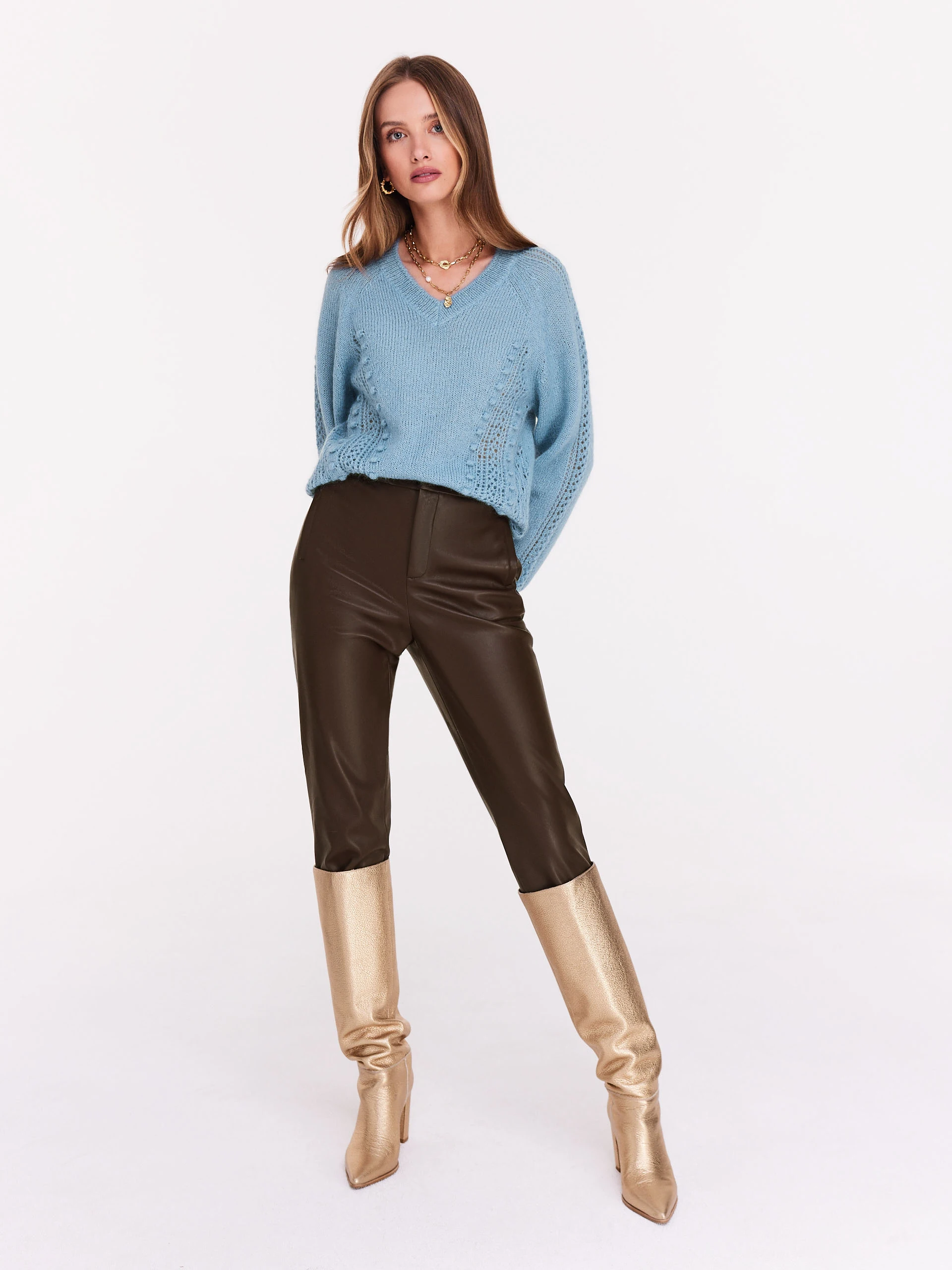 Blue sweater with addition of mohair