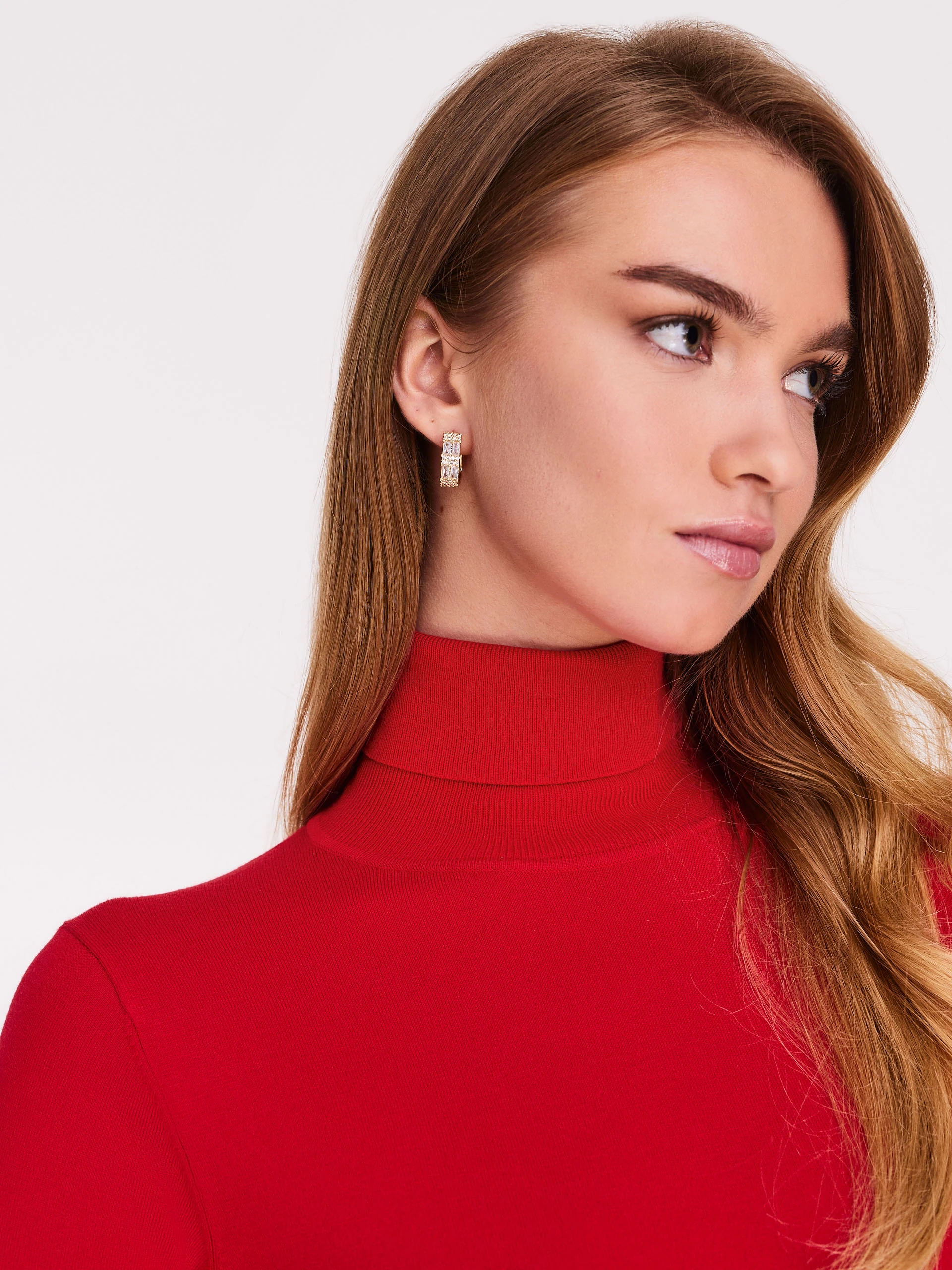Matching red turtleneck with viscose