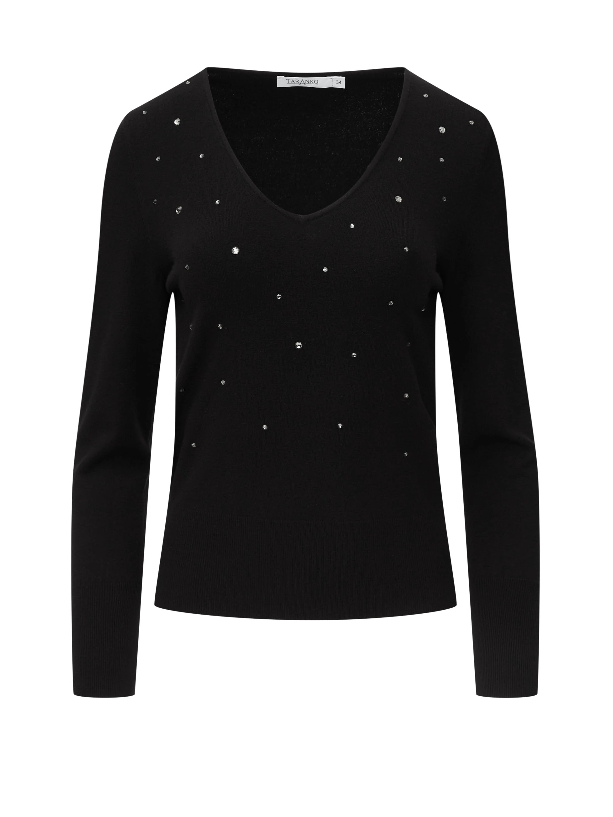 Sweater with heart neckline in black color