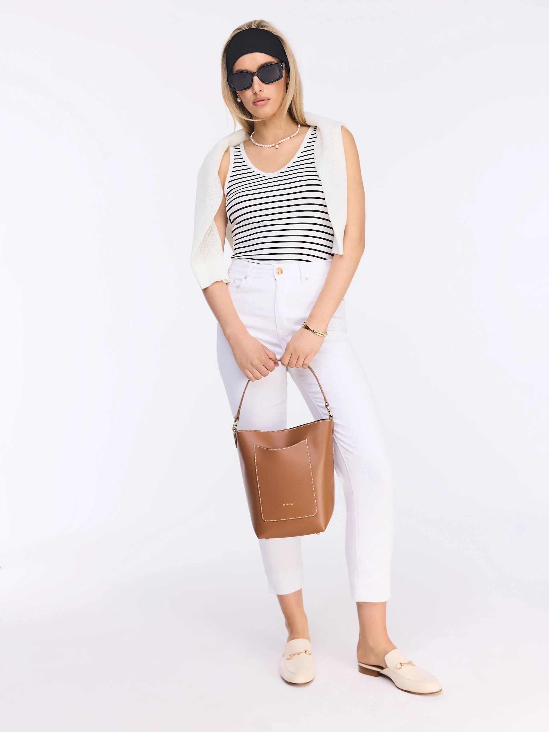Ribbed striped viscose top