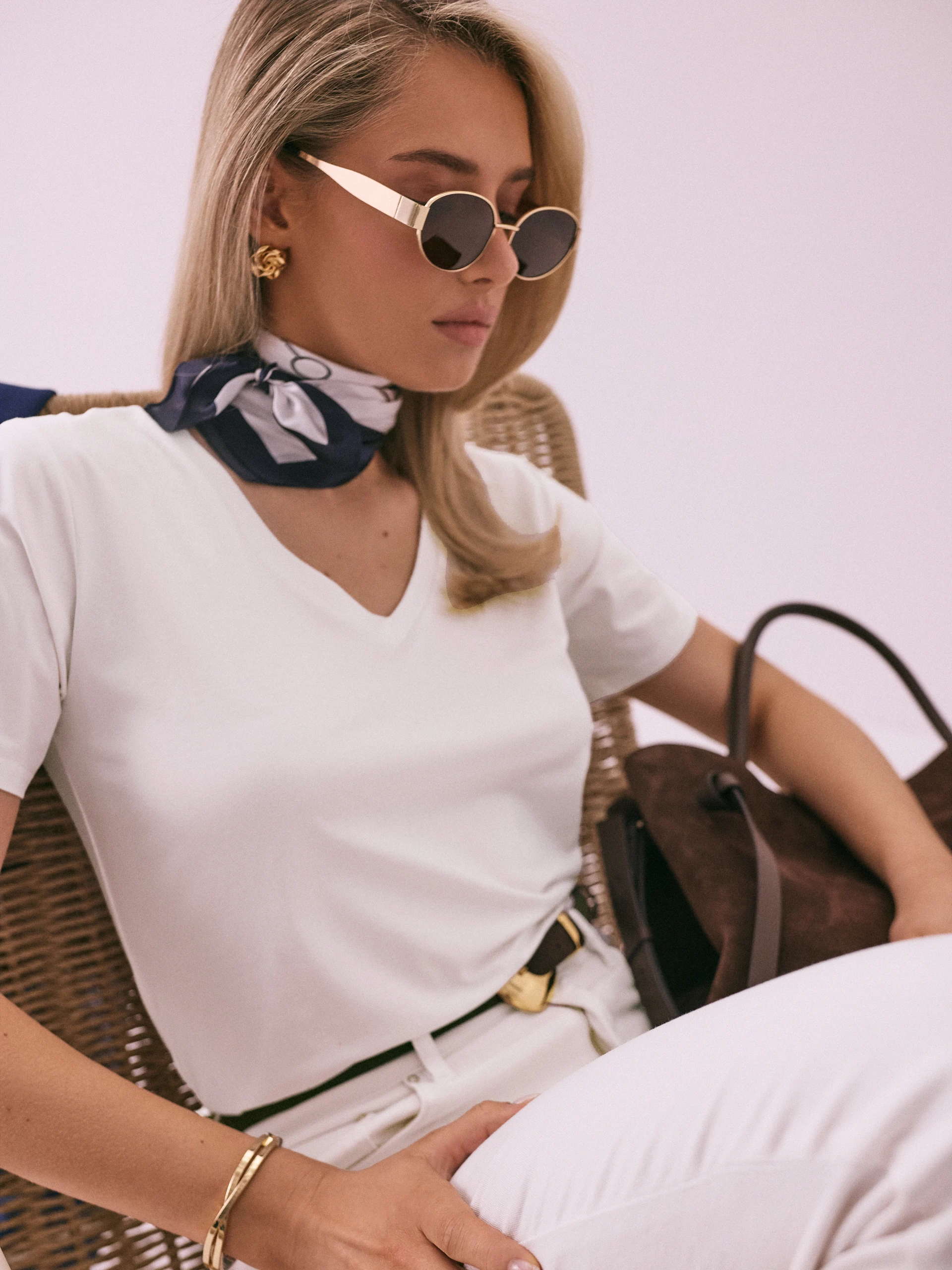 White blouse with a V-neck