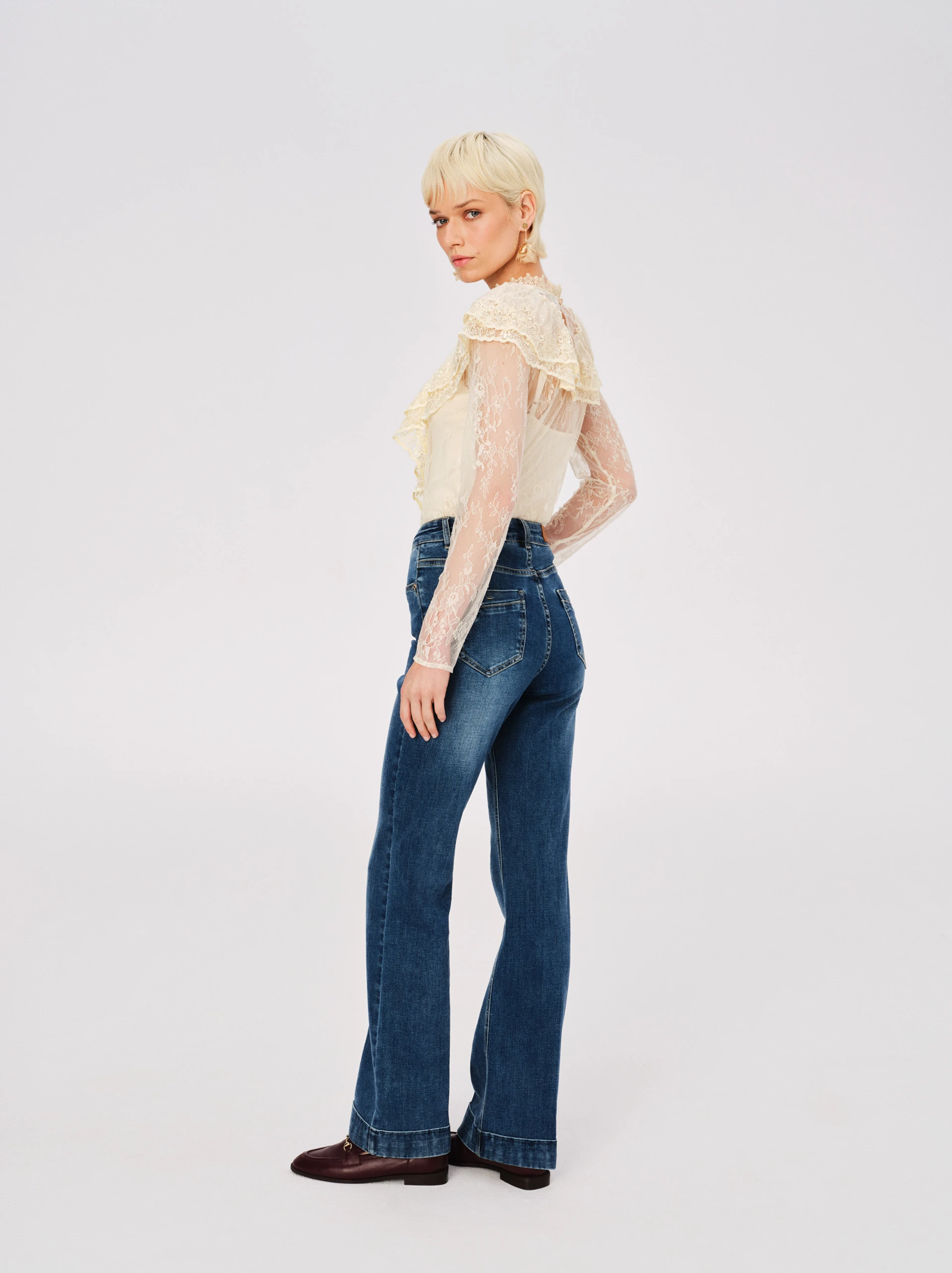 Lace cream blouse with embellishments