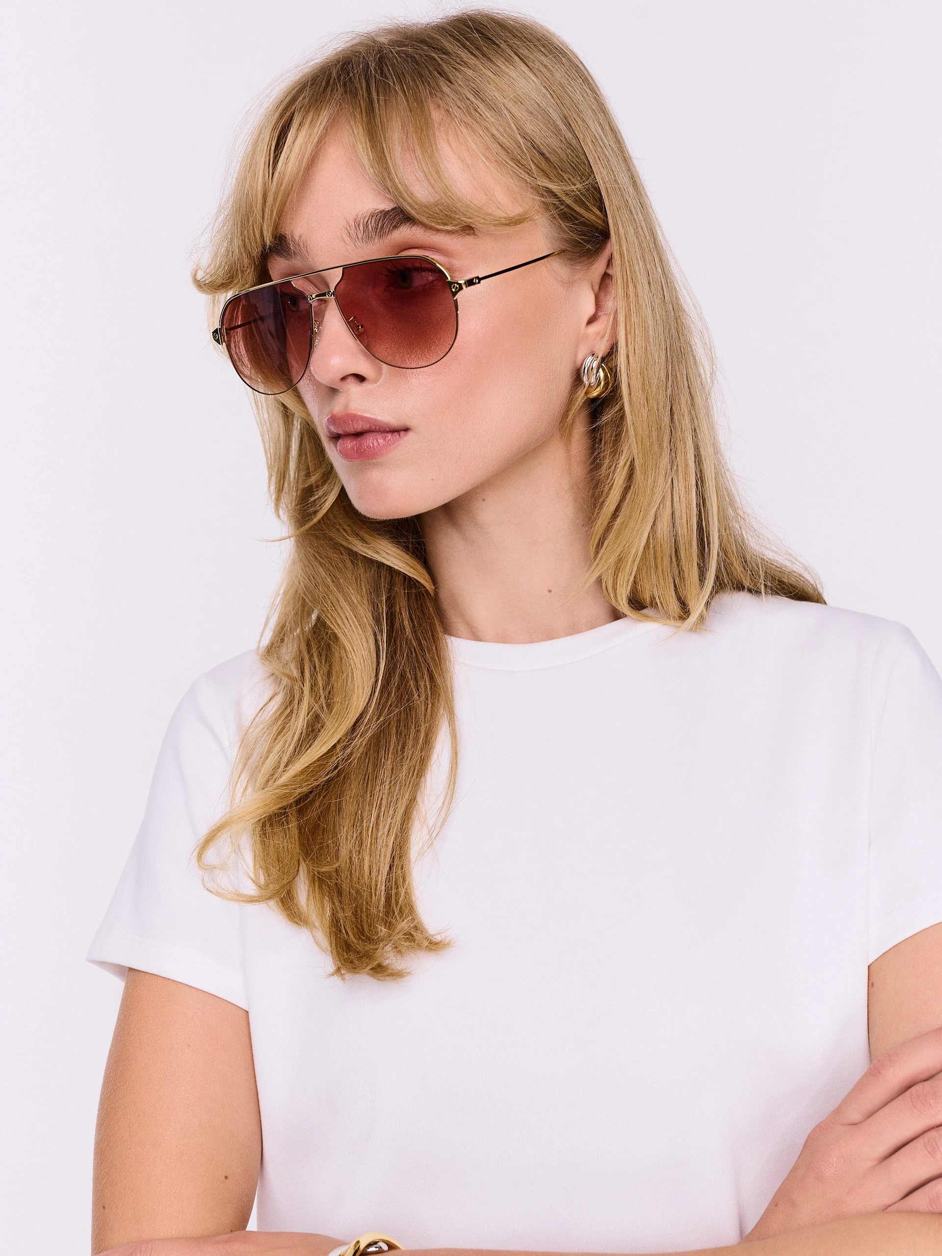 Classic cotton blouse with short sleeves