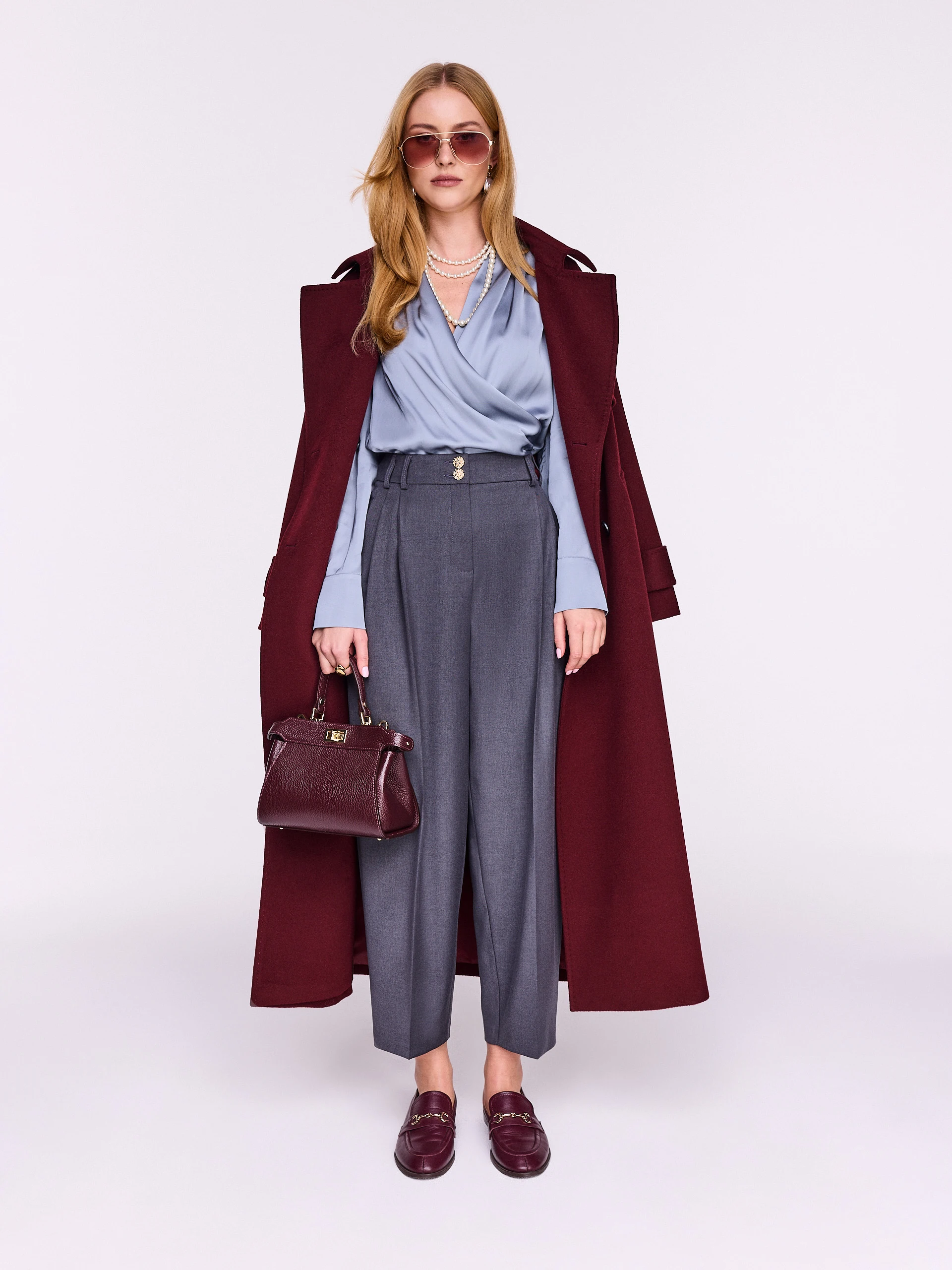 Gray viscose satin blouse