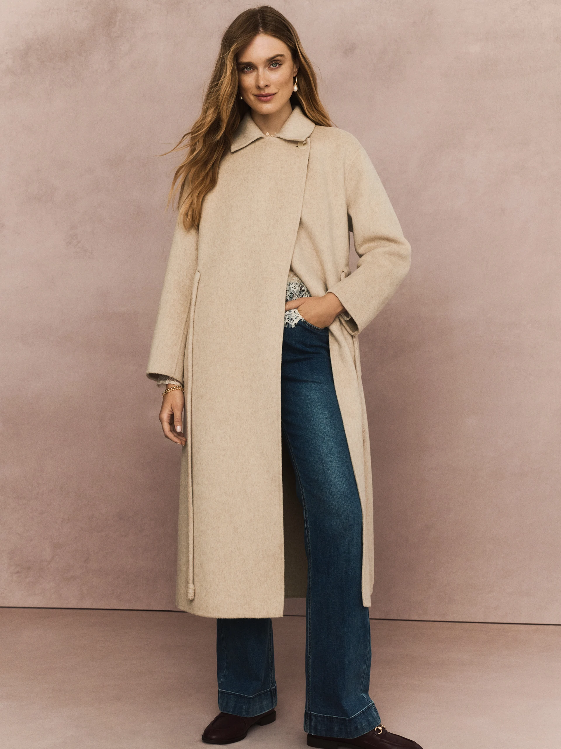 Classic beige double-faced coat