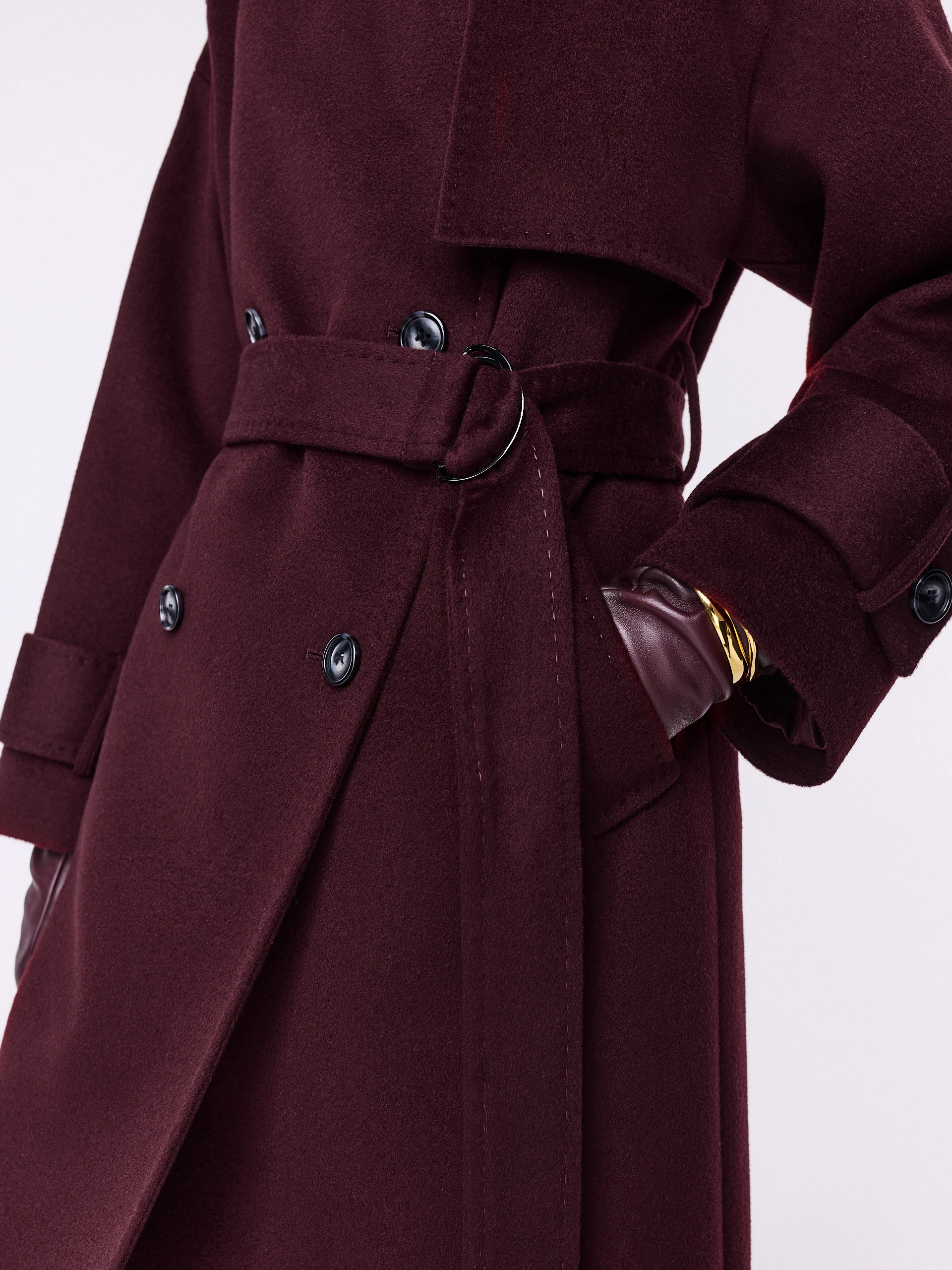 Elegant burgundy wool coat