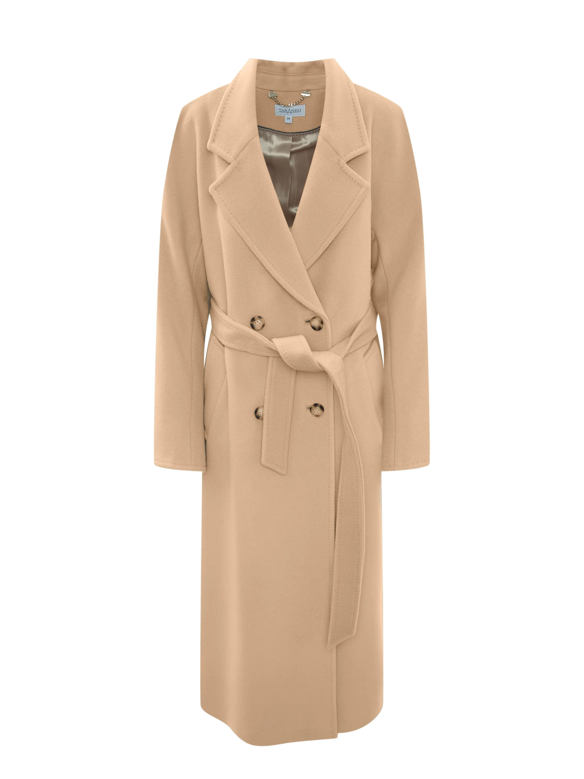 Double-breasted wool coat in beige