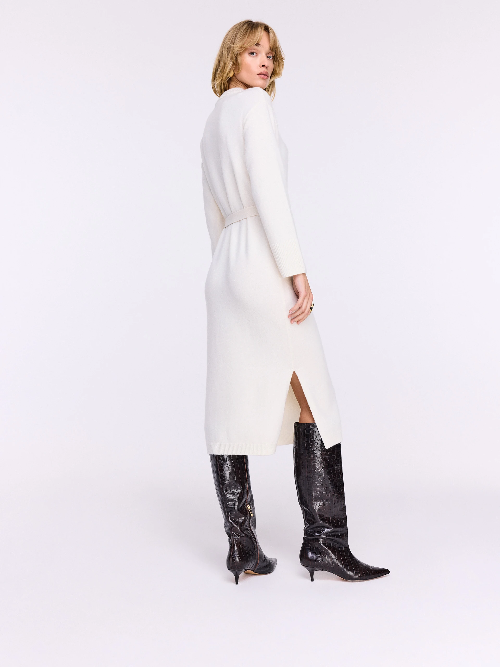Cream wool and cashmere dress