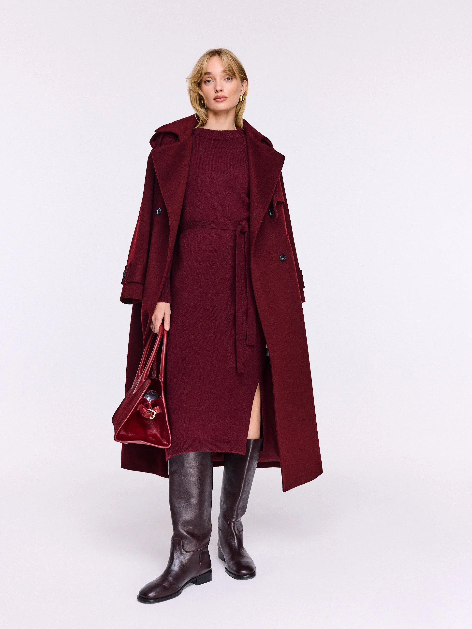 Burgundy wool and cashmere dress