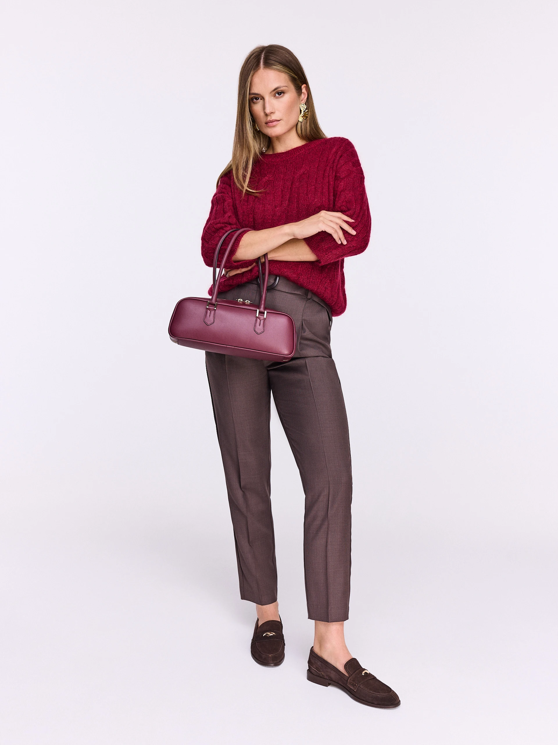Chocolate high-waisted cigarette pants
