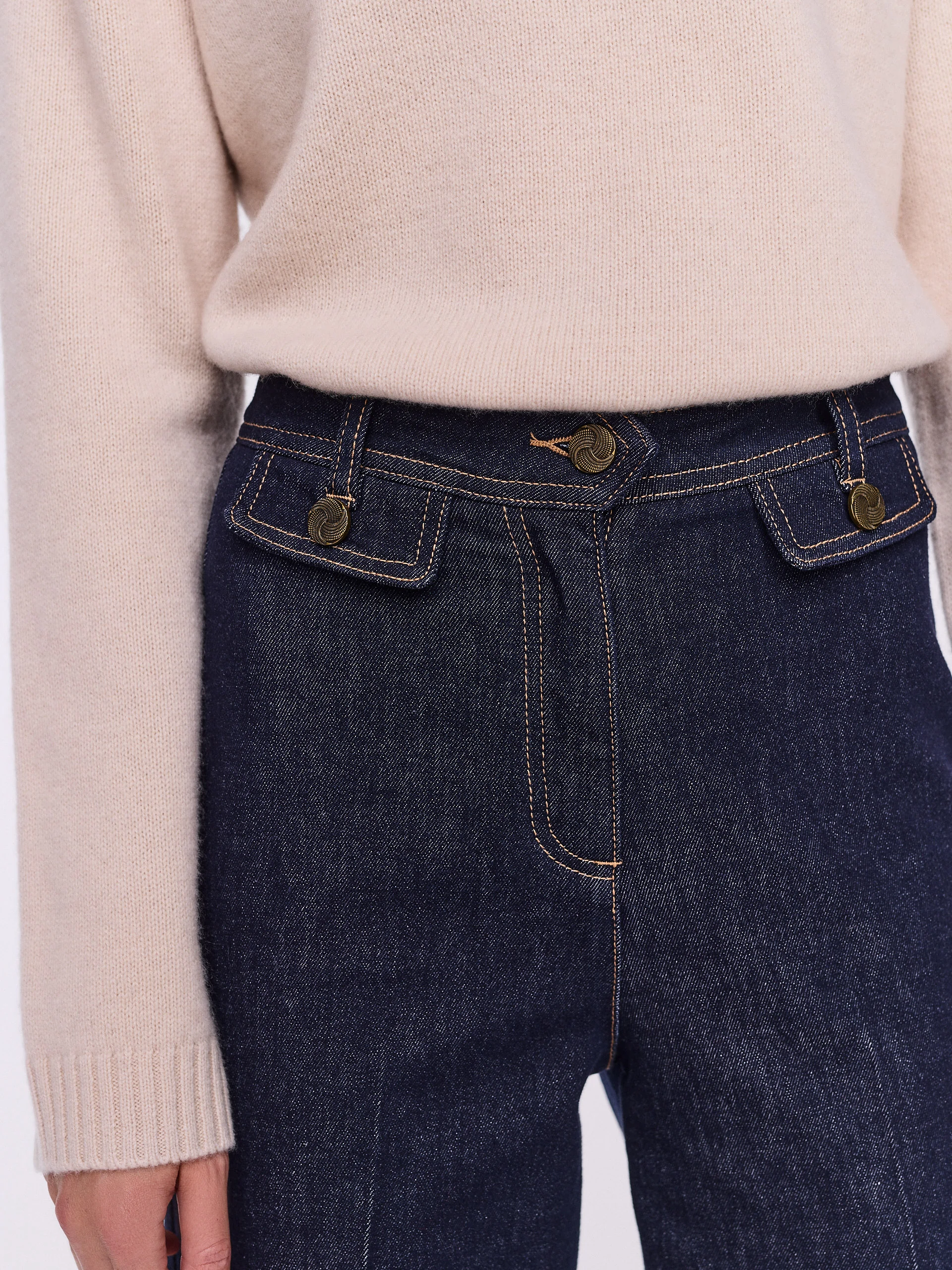 Navy blue high-waisted ⅞ jeans