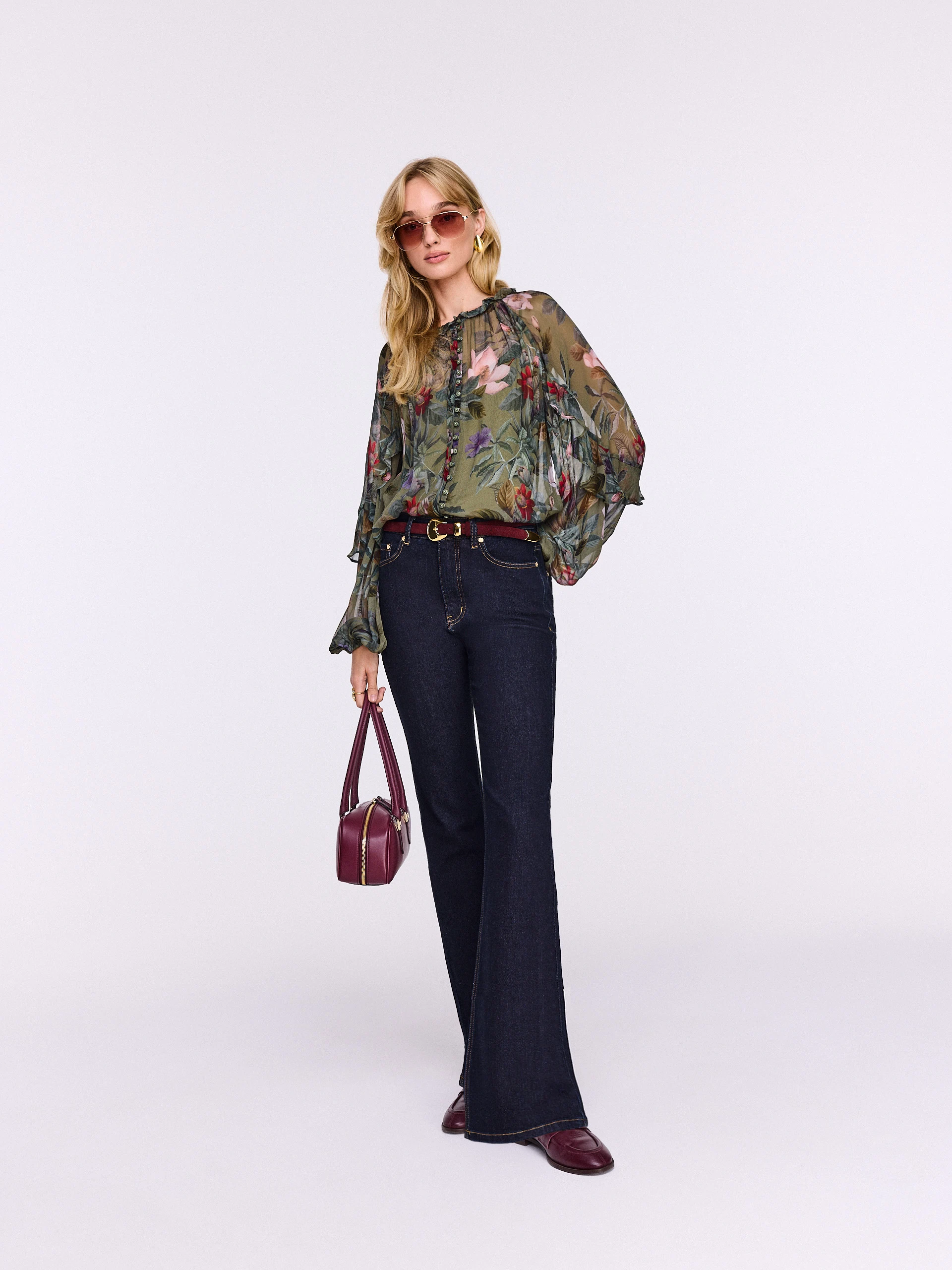 Dark navy blue flare jeans