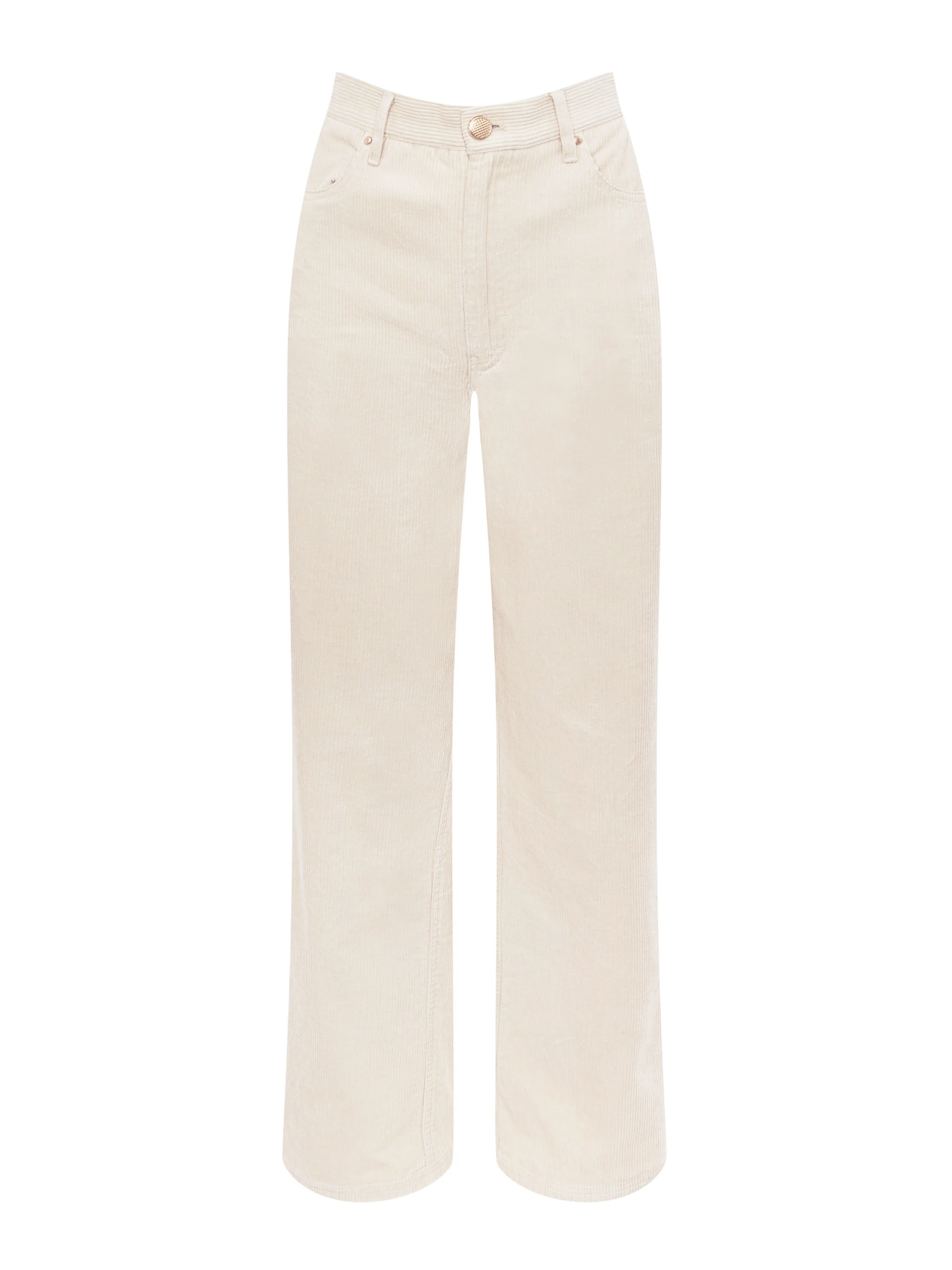 Cream high-waisted corduroy pants