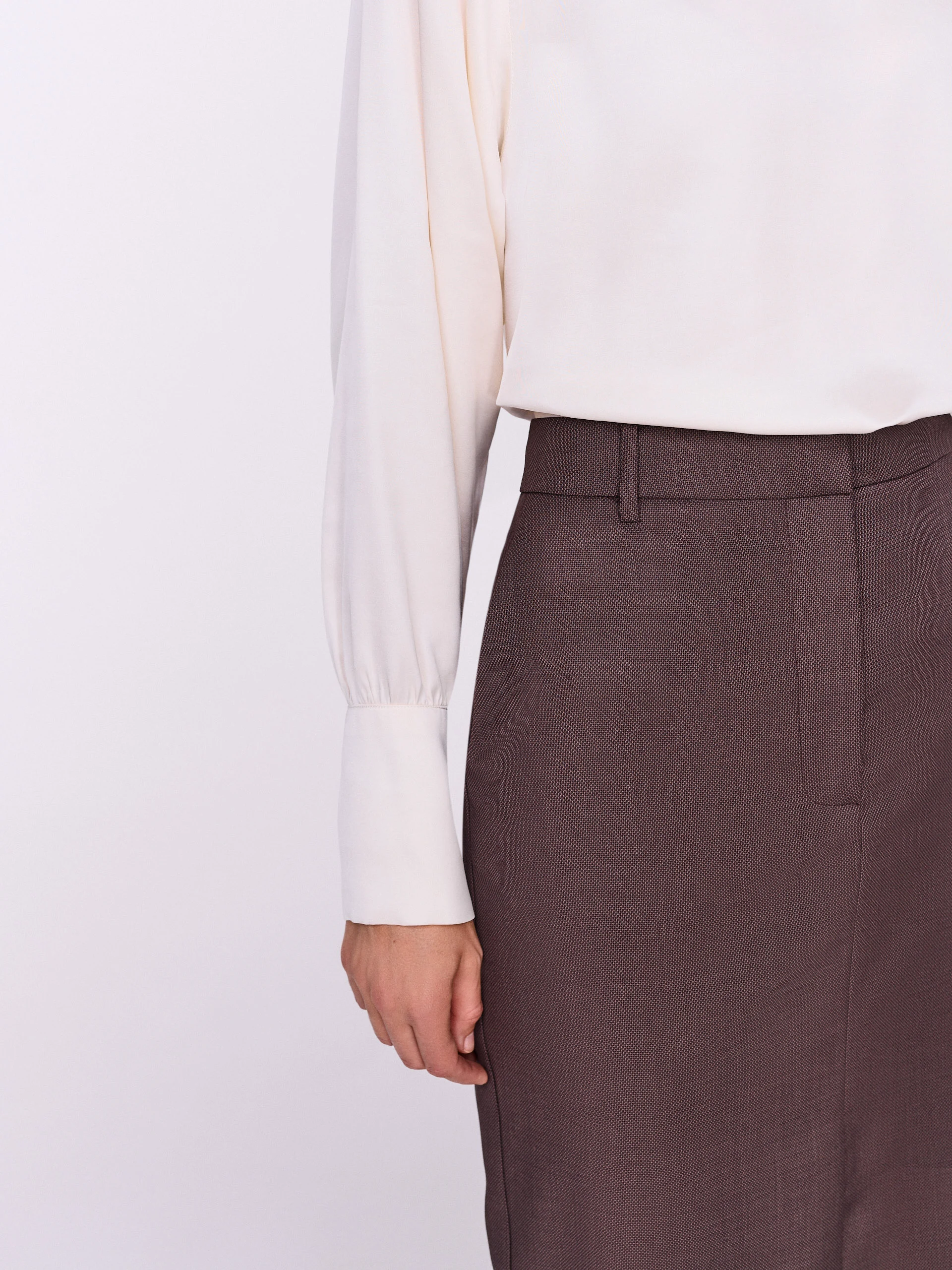 Chocolate midi skirt with wool