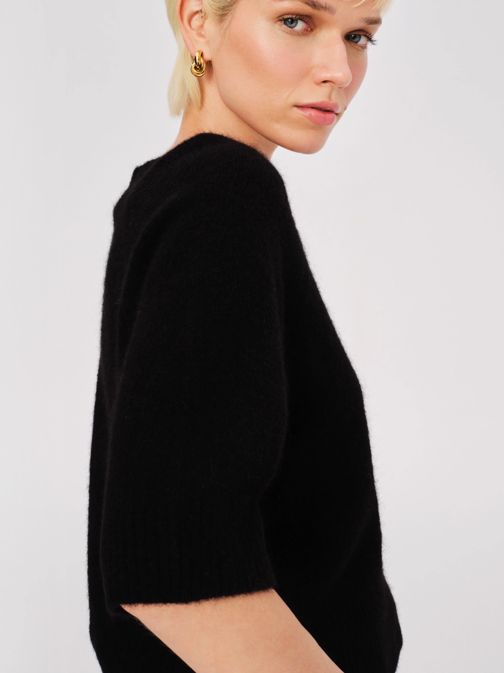 Black sweater with mohair and wool