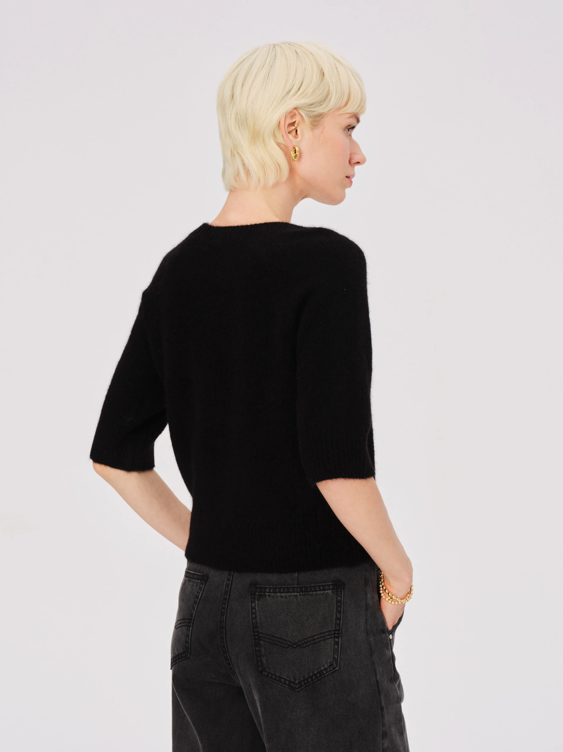 Black sweater with mohair and wool
