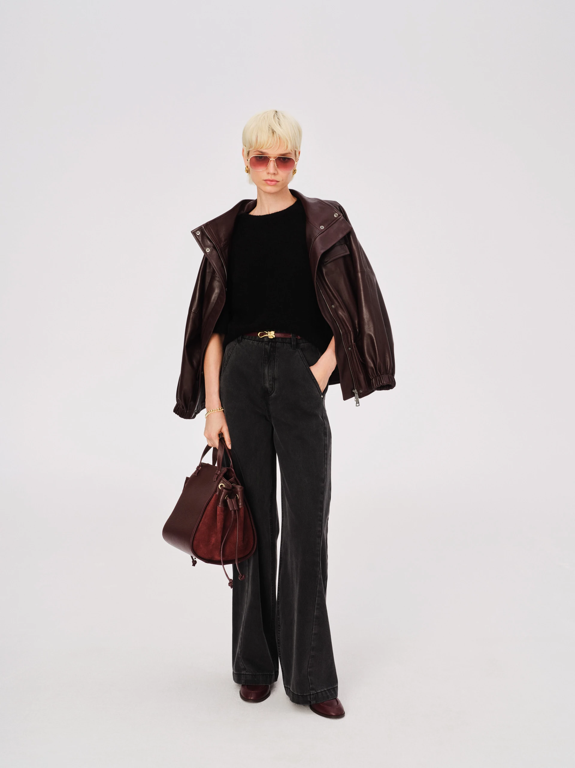 Black sweater with mohair and wool