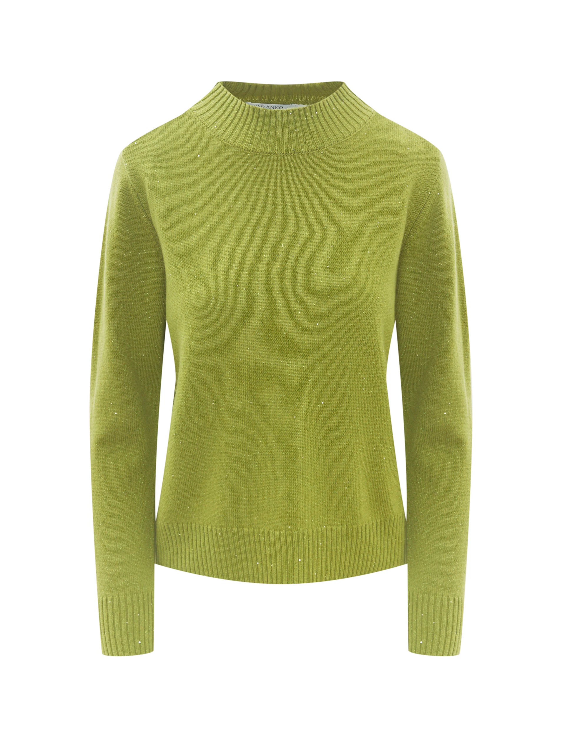 Green wool sweater with shiny flecks