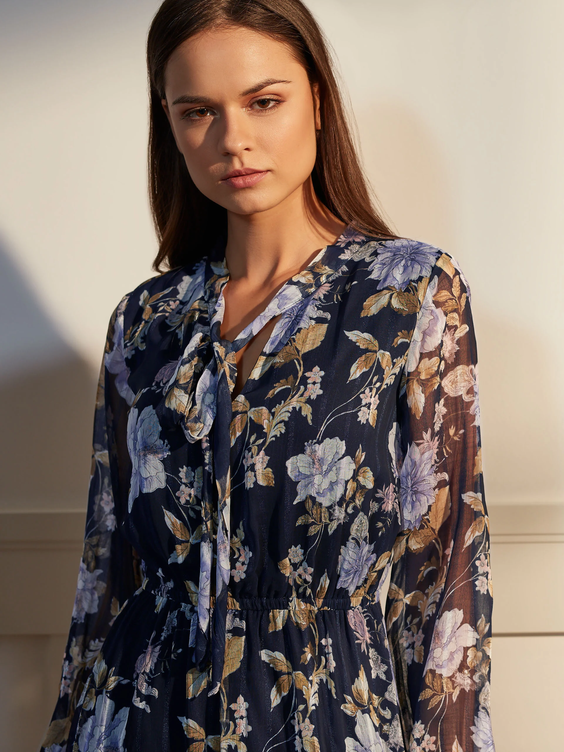 FLARED FLORAL PATTERN DRESS